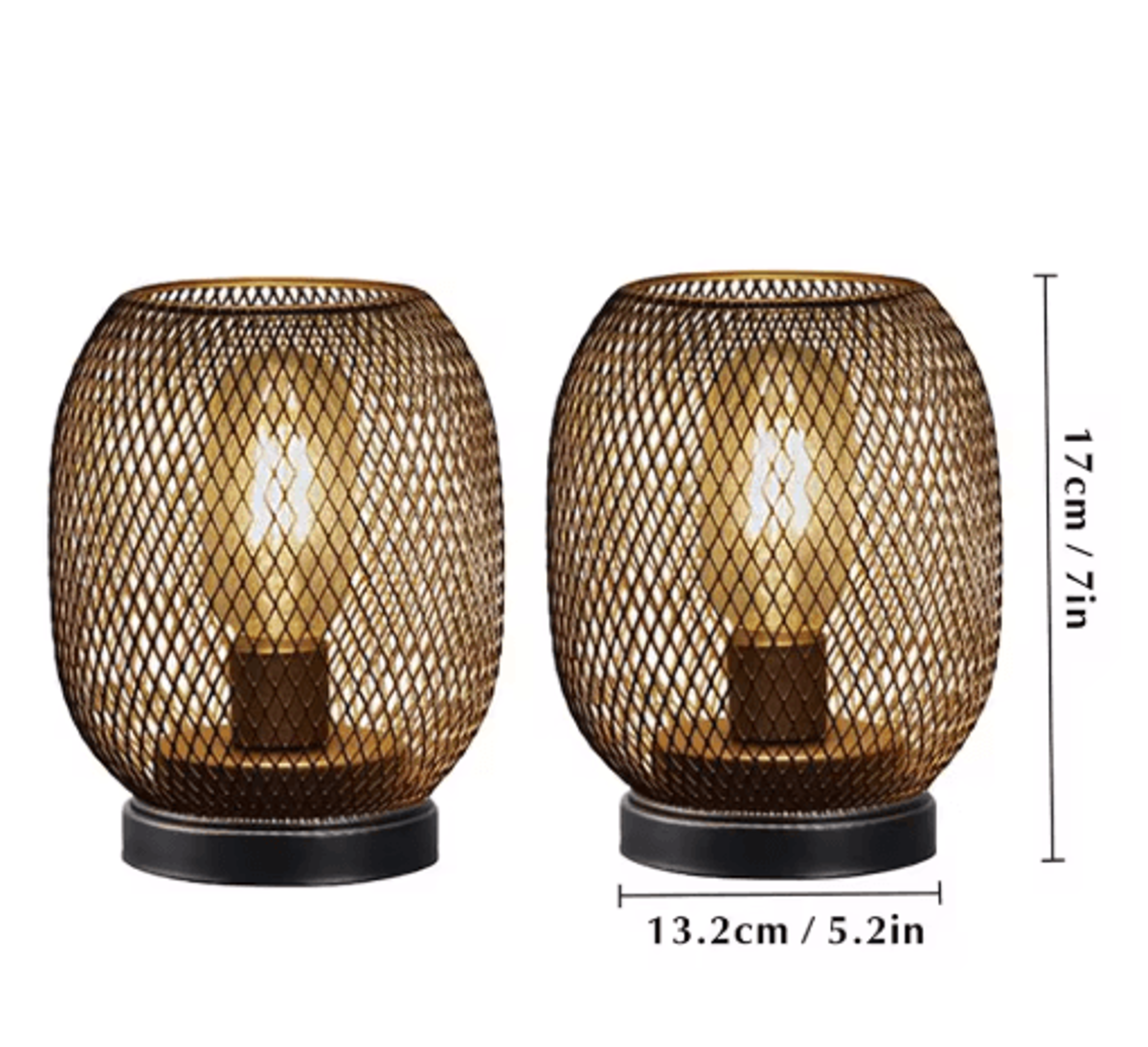 Battery Powered Metal Cage Table Lamp  Cordless LED Lantern For Wedding  Home Decor 3
