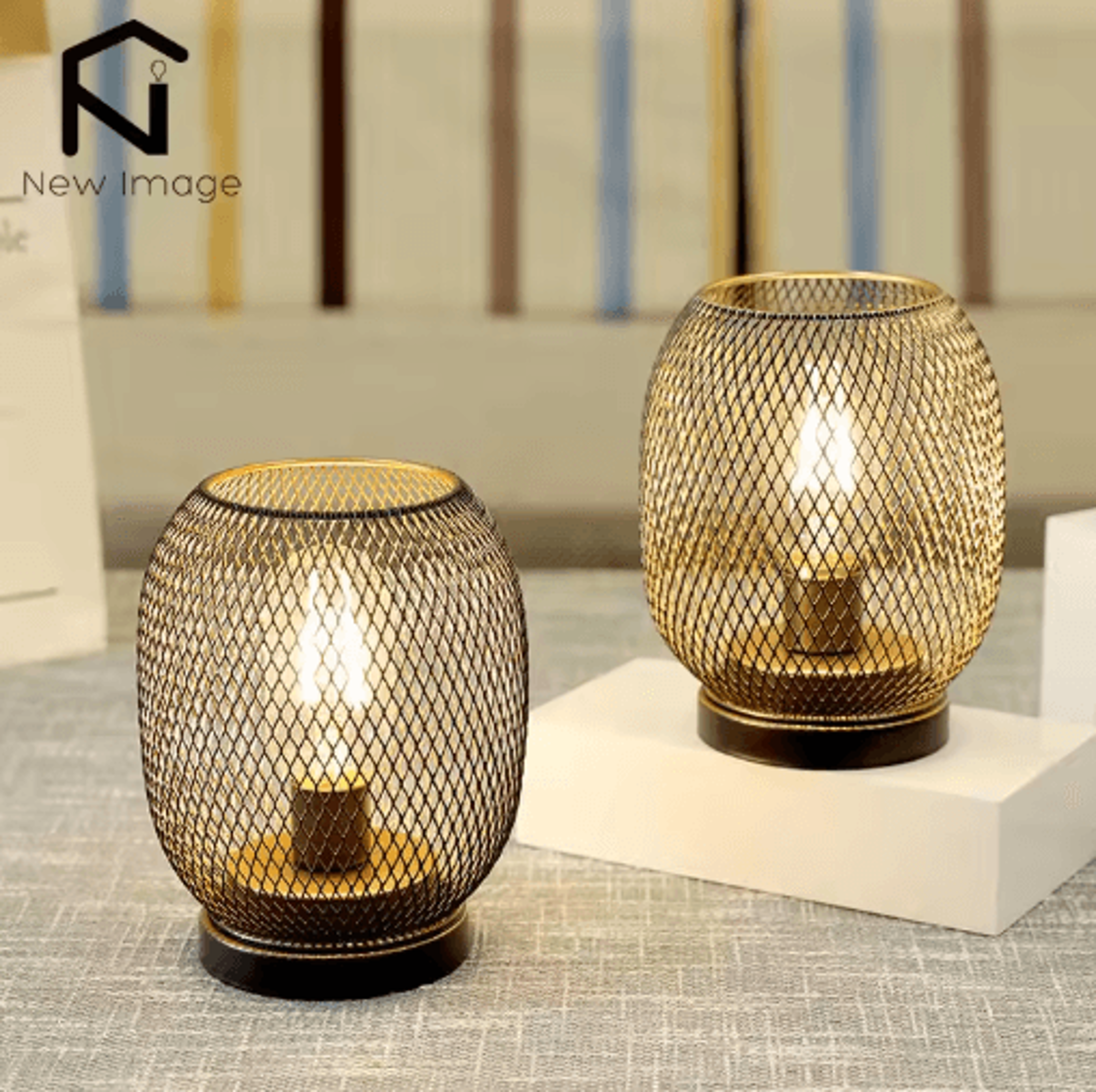 Battery Powered Metal Cage Table Lamp  Cordless LED Lantern For Wedding  Home Decor 6