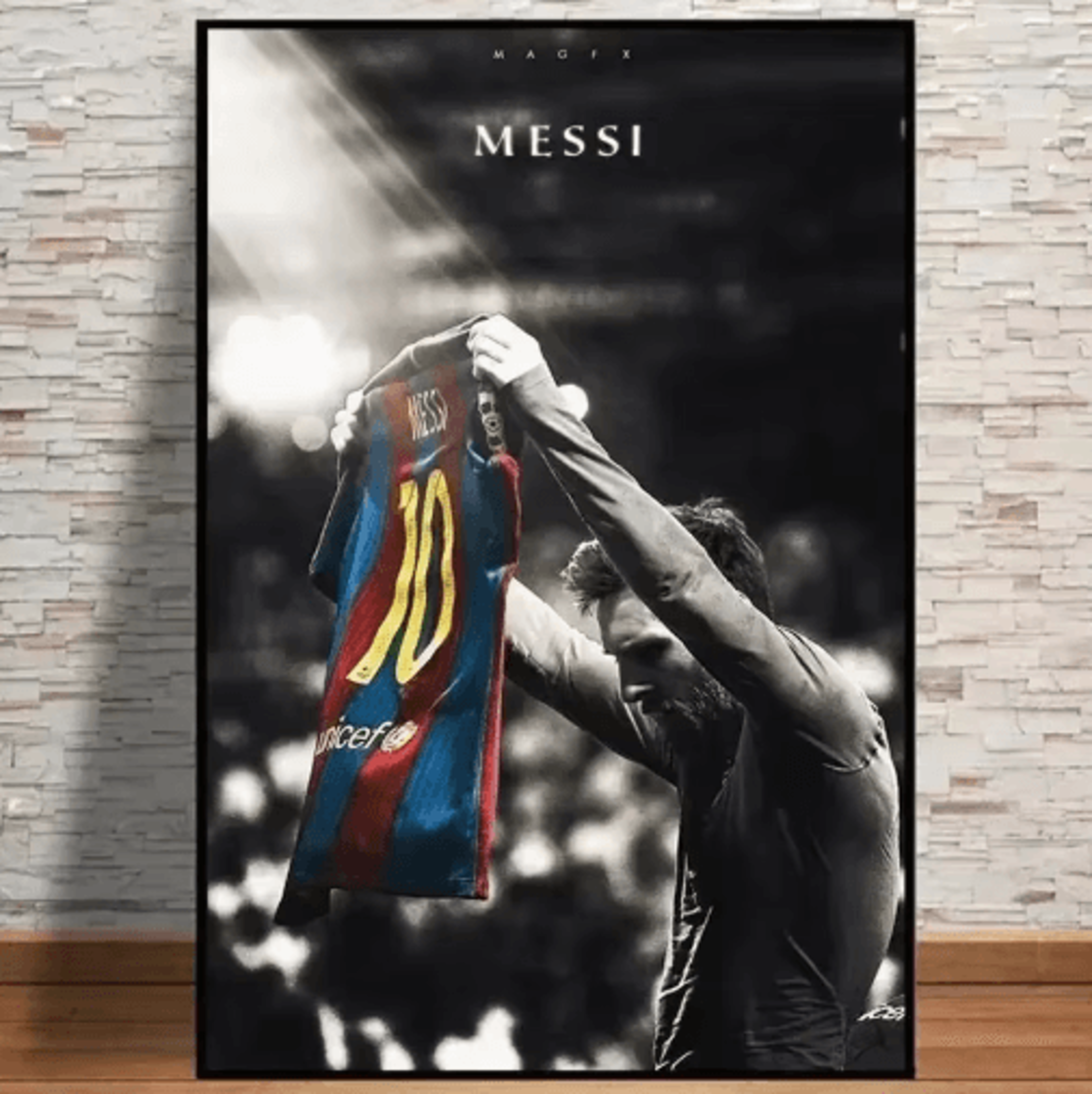 lionel messi wall art – vintage football canvas print for sports room decor