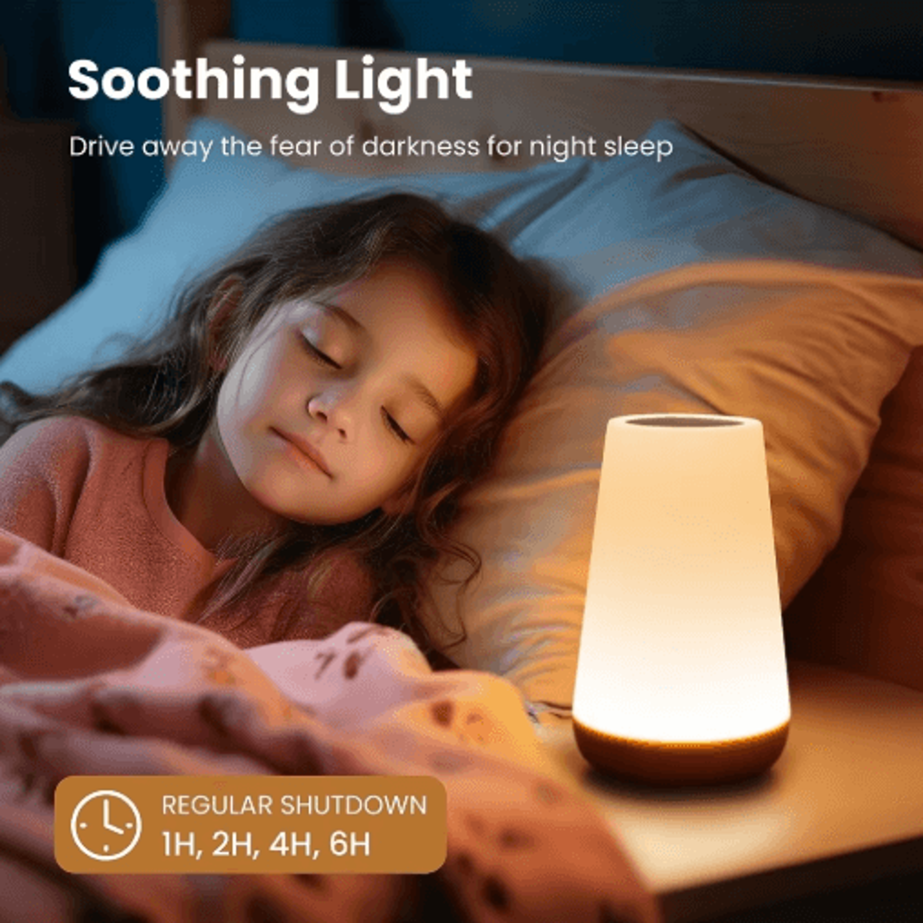 RGB Touch Lamp  USB Rechargeable Dimmable Bedside Night Light For Kids  Bedroom 4