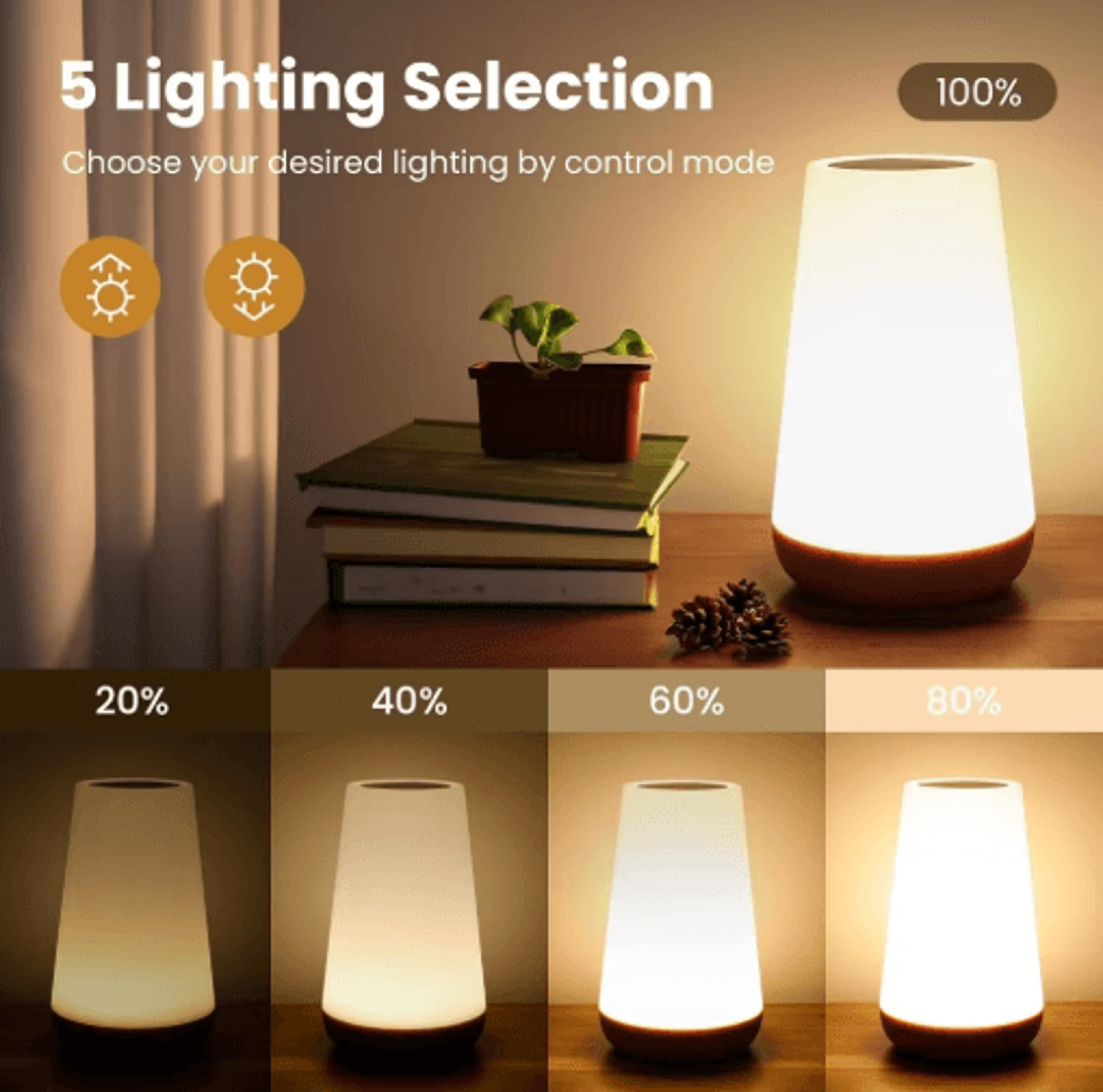 RGB Touch Lamp  USB Rechargeable Dimmable Bedside Night Light For Kids  Bedroom 5