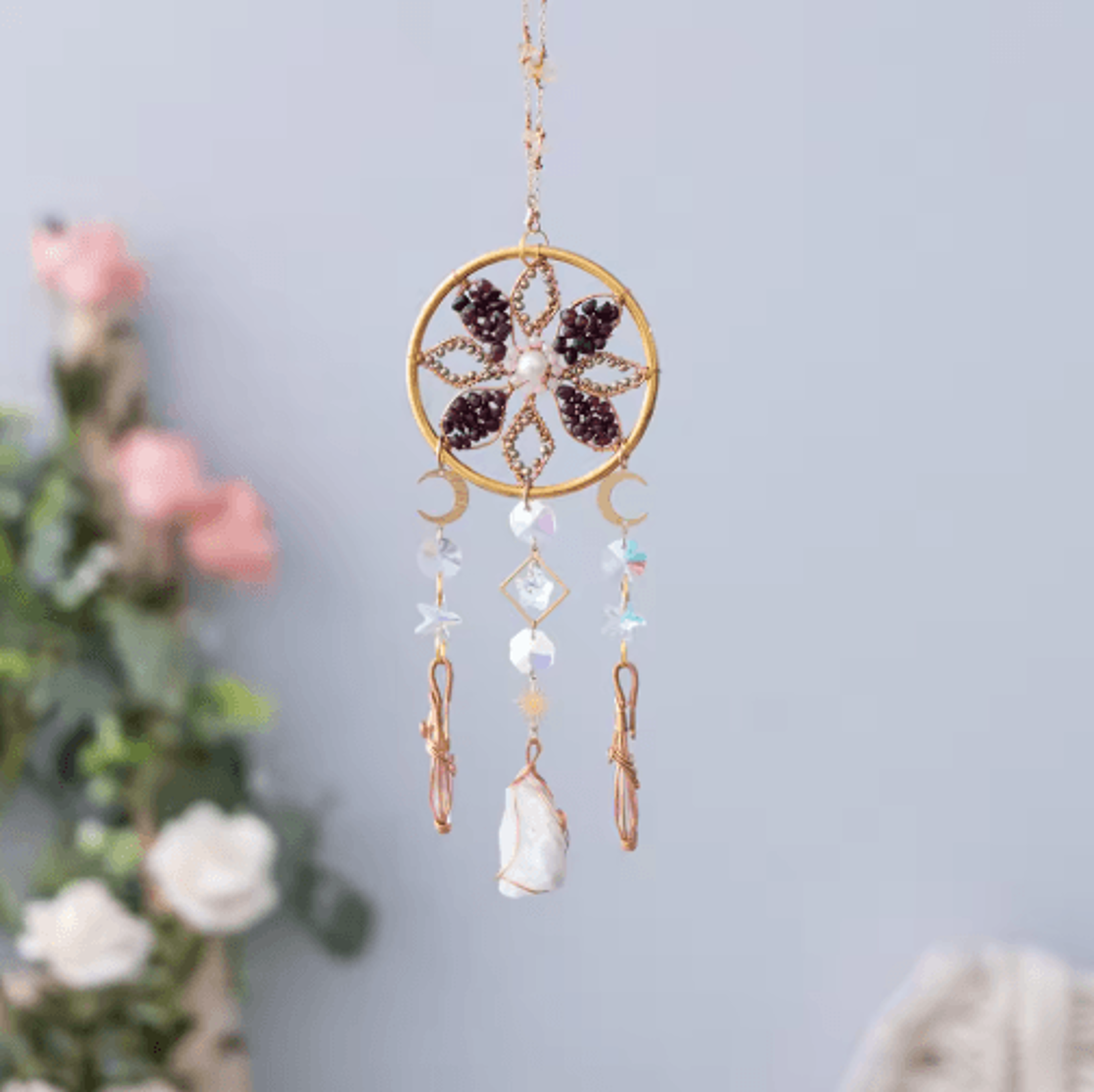 Crystal Sun  Moon Wind Chime  Prism Suncatcher Hanging Decor For Home  Garden 4