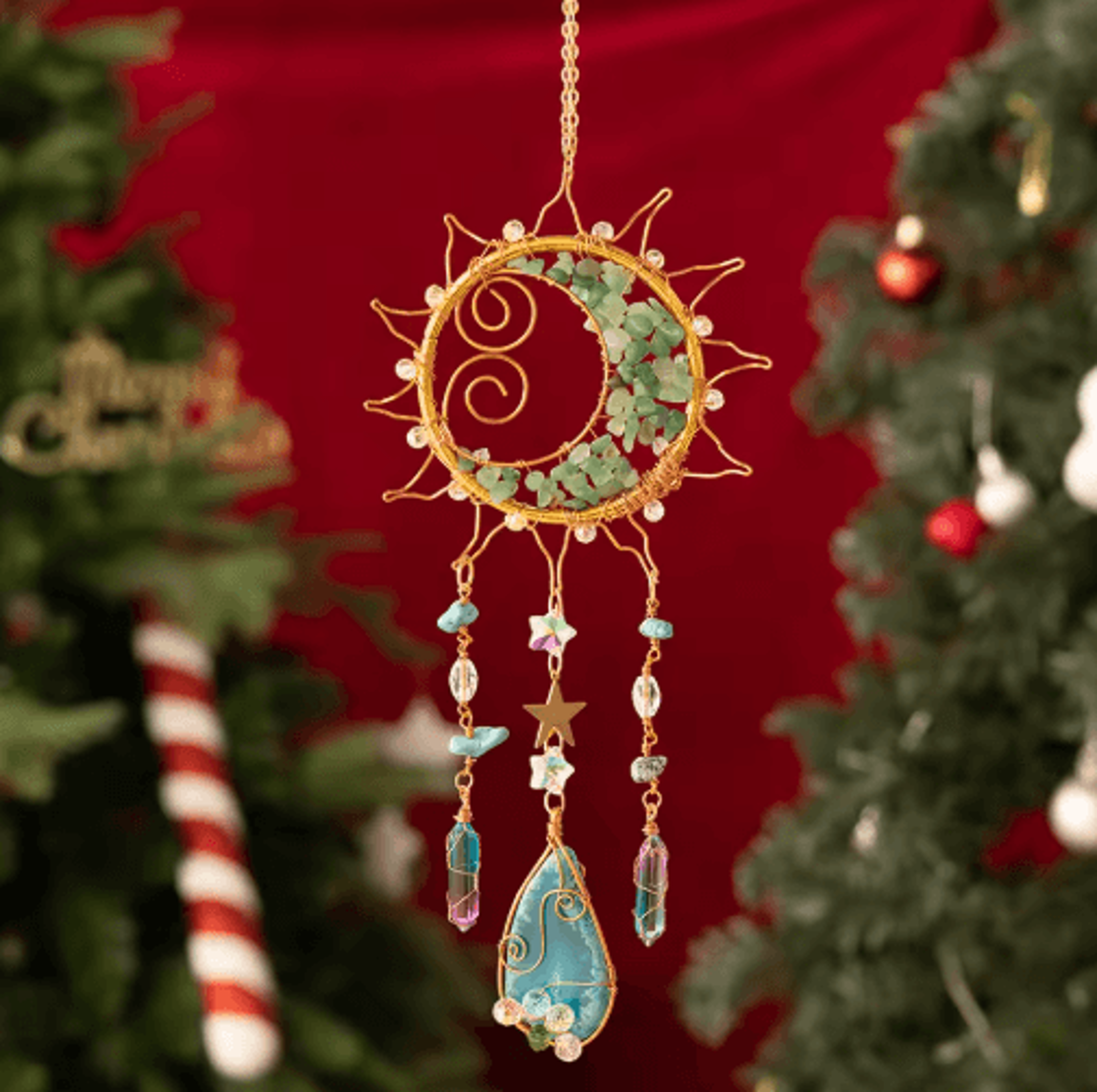 Crystal Sun  Moon Wind Chime  Prism Suncatcher Hanging Decor For Home  Garden 6