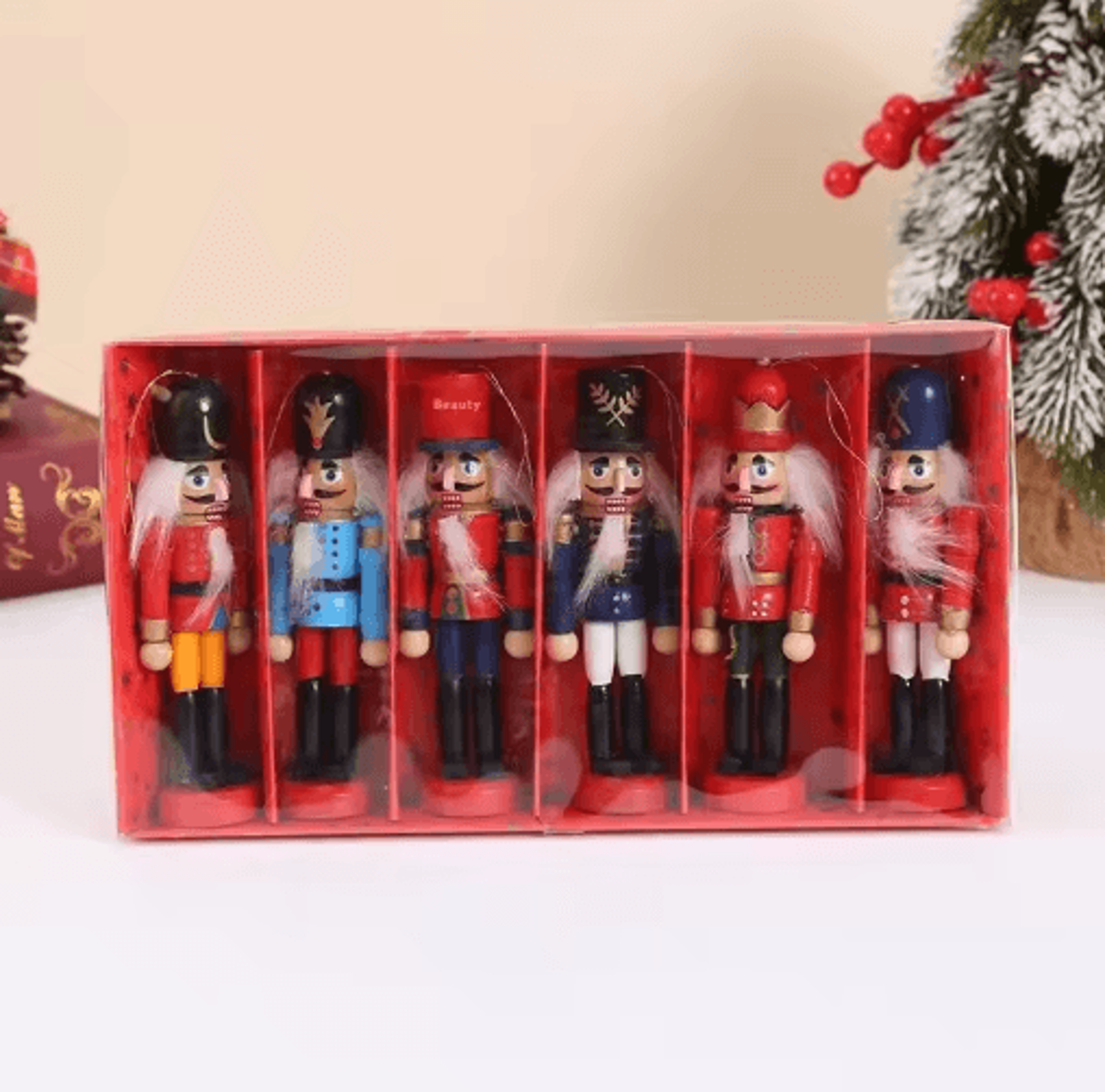 Mini Nutcracker Soldier Figurines Set  Christmas Desktop Ornaments  Holiday Decor 7
