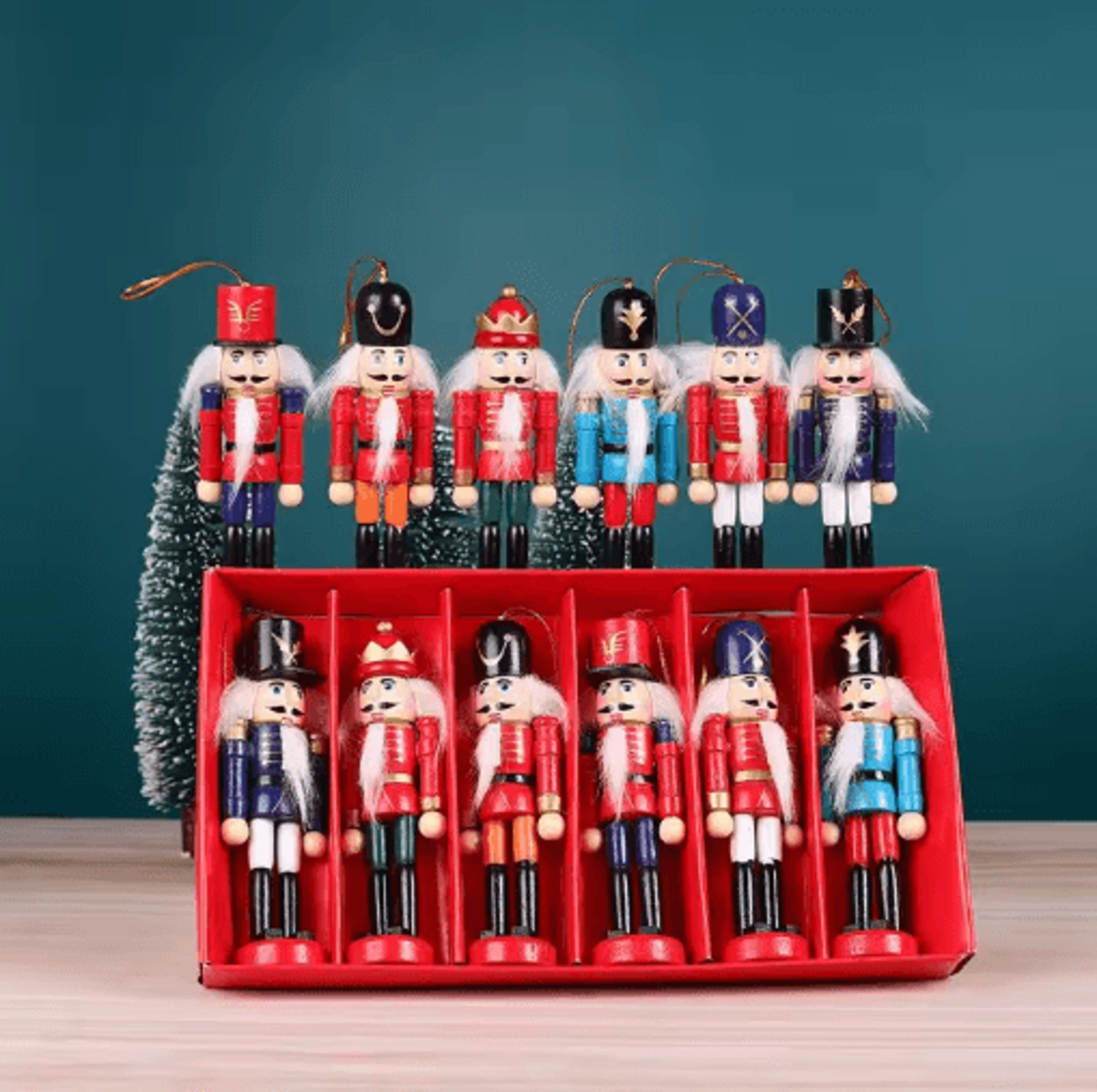Mini Nutcracker Soldier Figurines Set  Christmas Desktop Ornaments  Holiday Decor 0