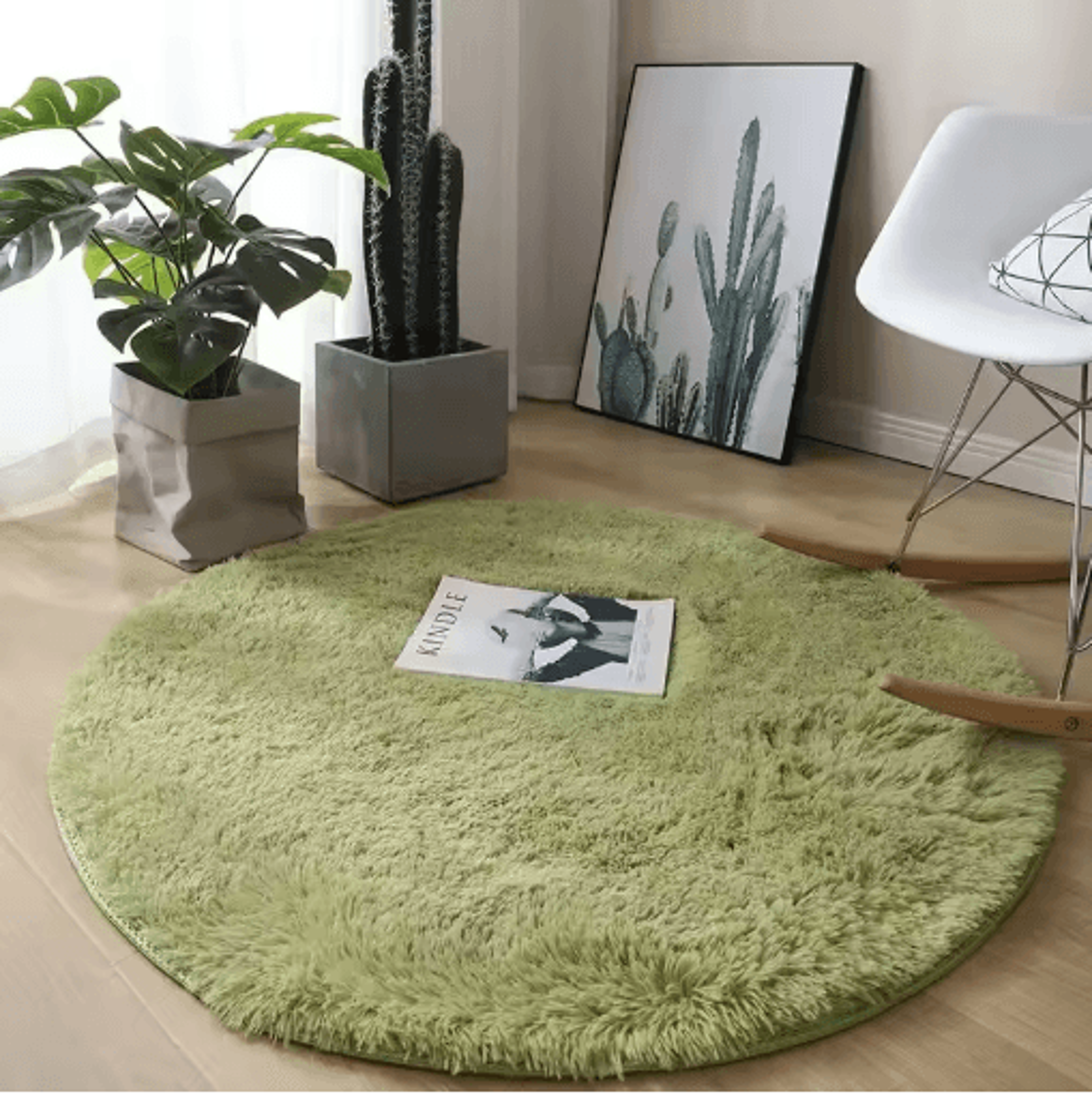Fluffy White Round Rug Soft Plush Carpet For Kids Bedroom  Cozy Living Spaces 1