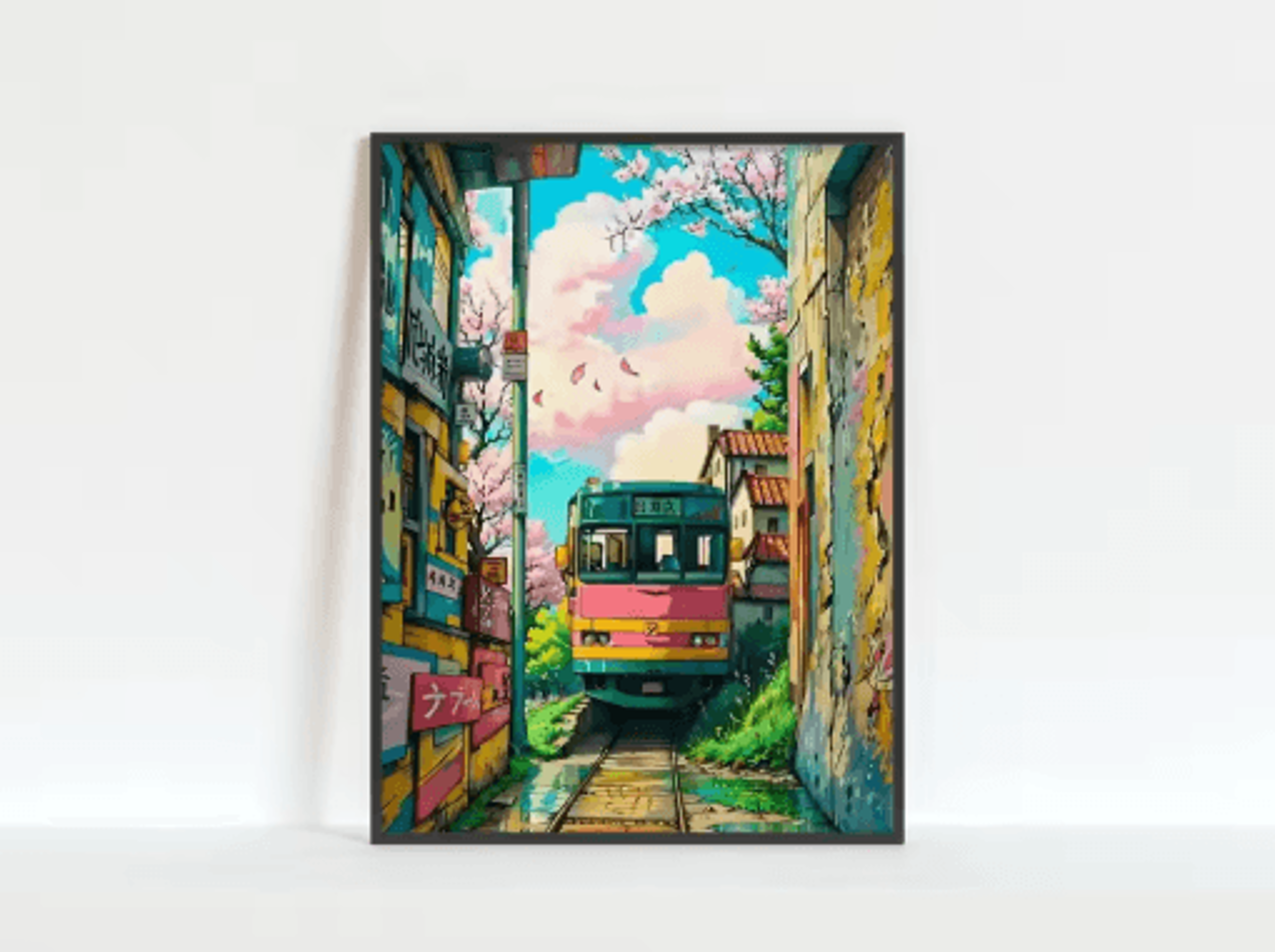 Tokyo Rainy Night Railway Canvas Print  Retro Japanese Cityscape Wall Art Decor 7