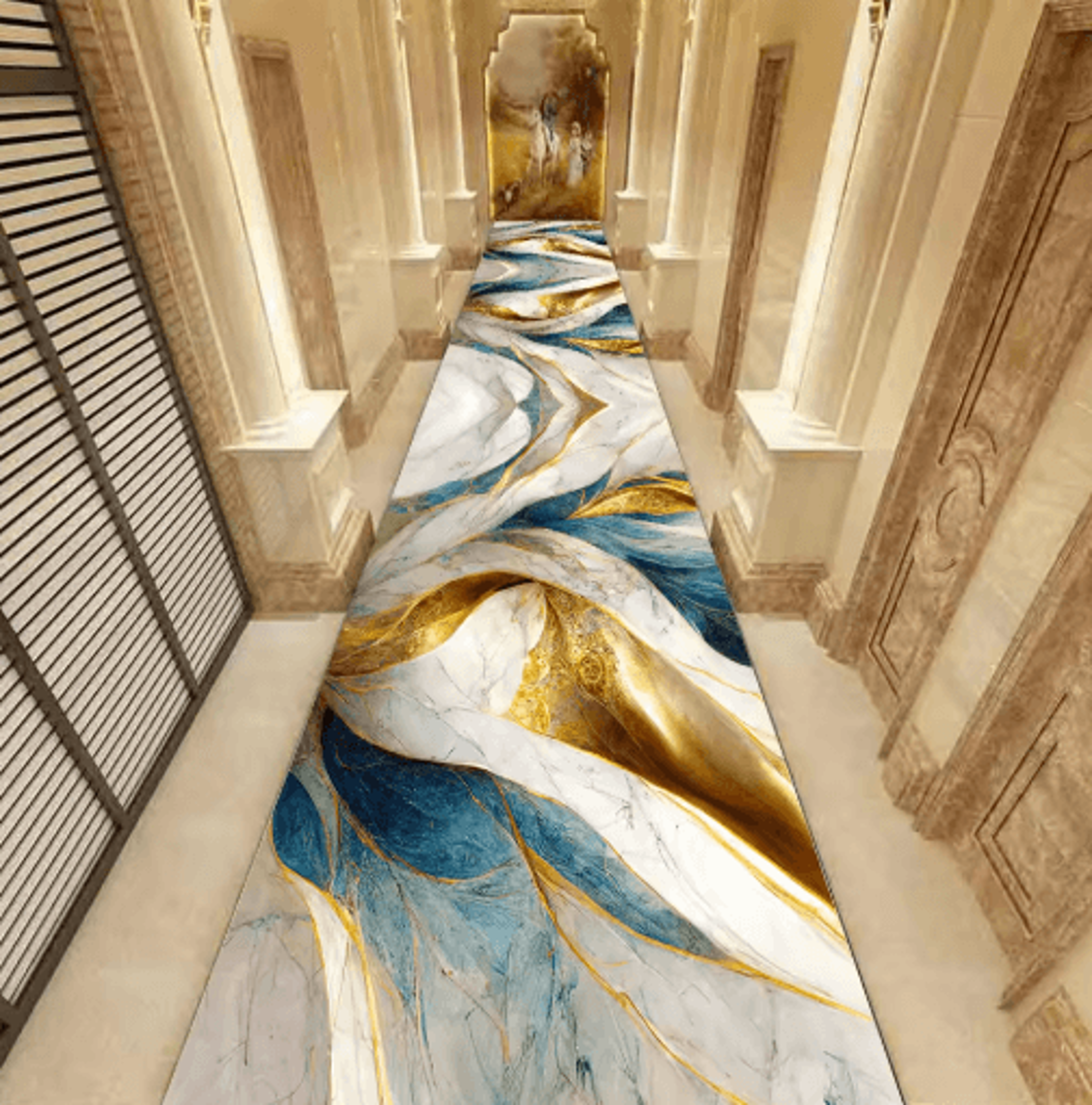 Luxury Marble Corridor Runner Rug Non Slip Custom Hallway  Stair Carpet 1