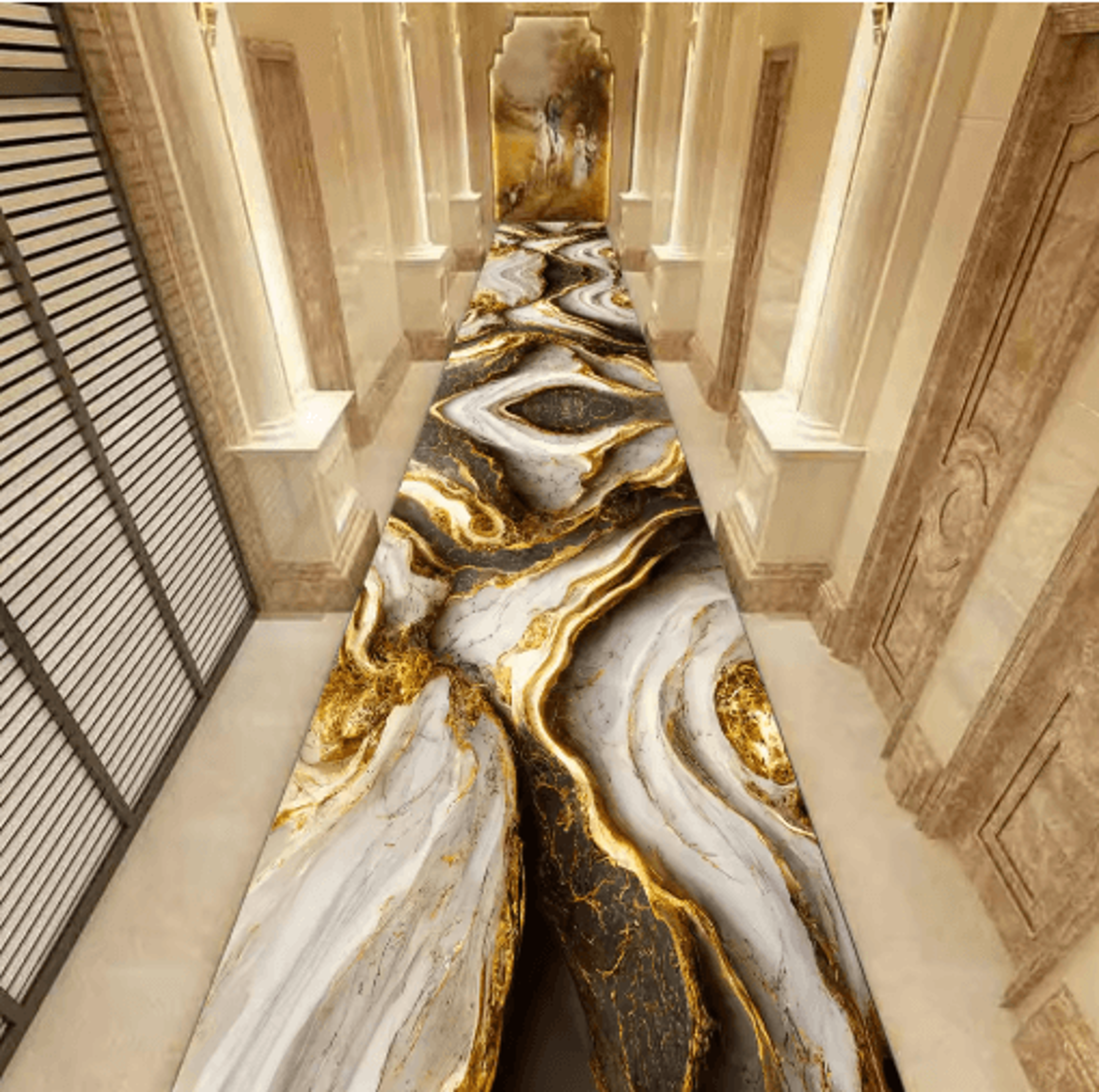 Luxury Marble Corridor Runner Rug Non Slip Custom Hallway  Stair Carpet 3