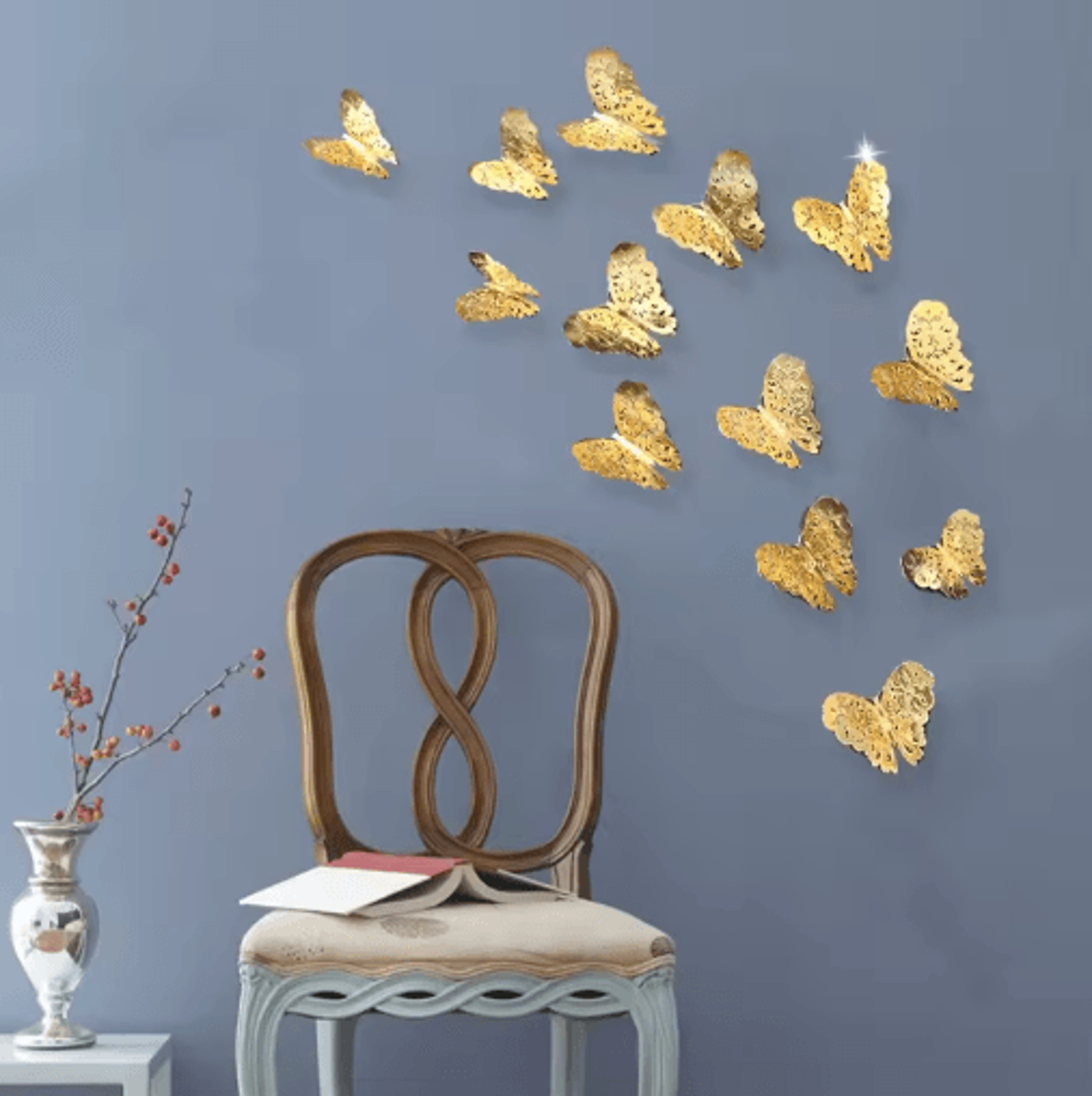 3D Mirror Butterfly Wall Stickers DIY Decorative Wall Art Set 0