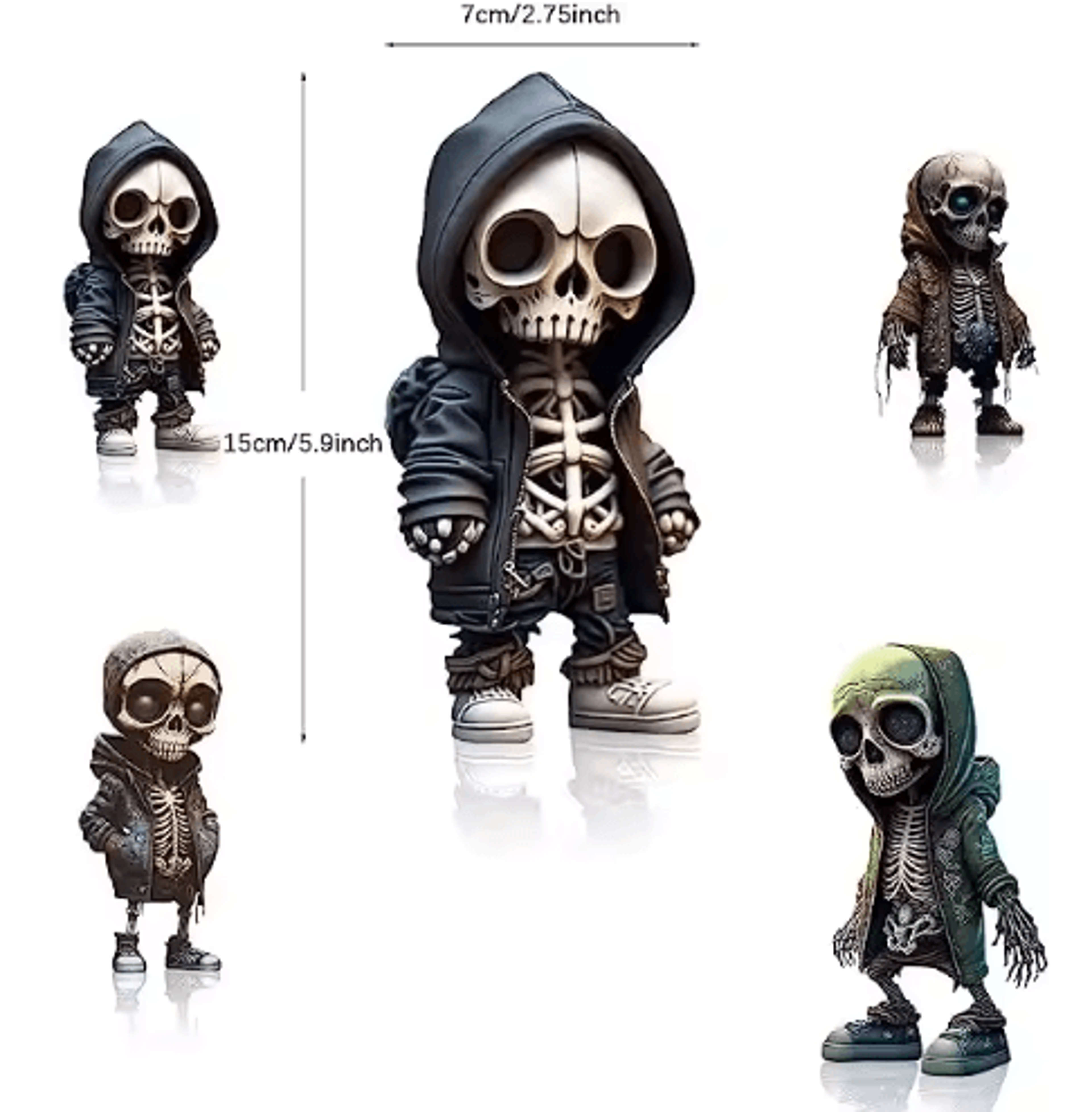 Cool Skeleton Figurine  Mini Skull Resin Statue For Gothic Halloween Tabletop Decor 5