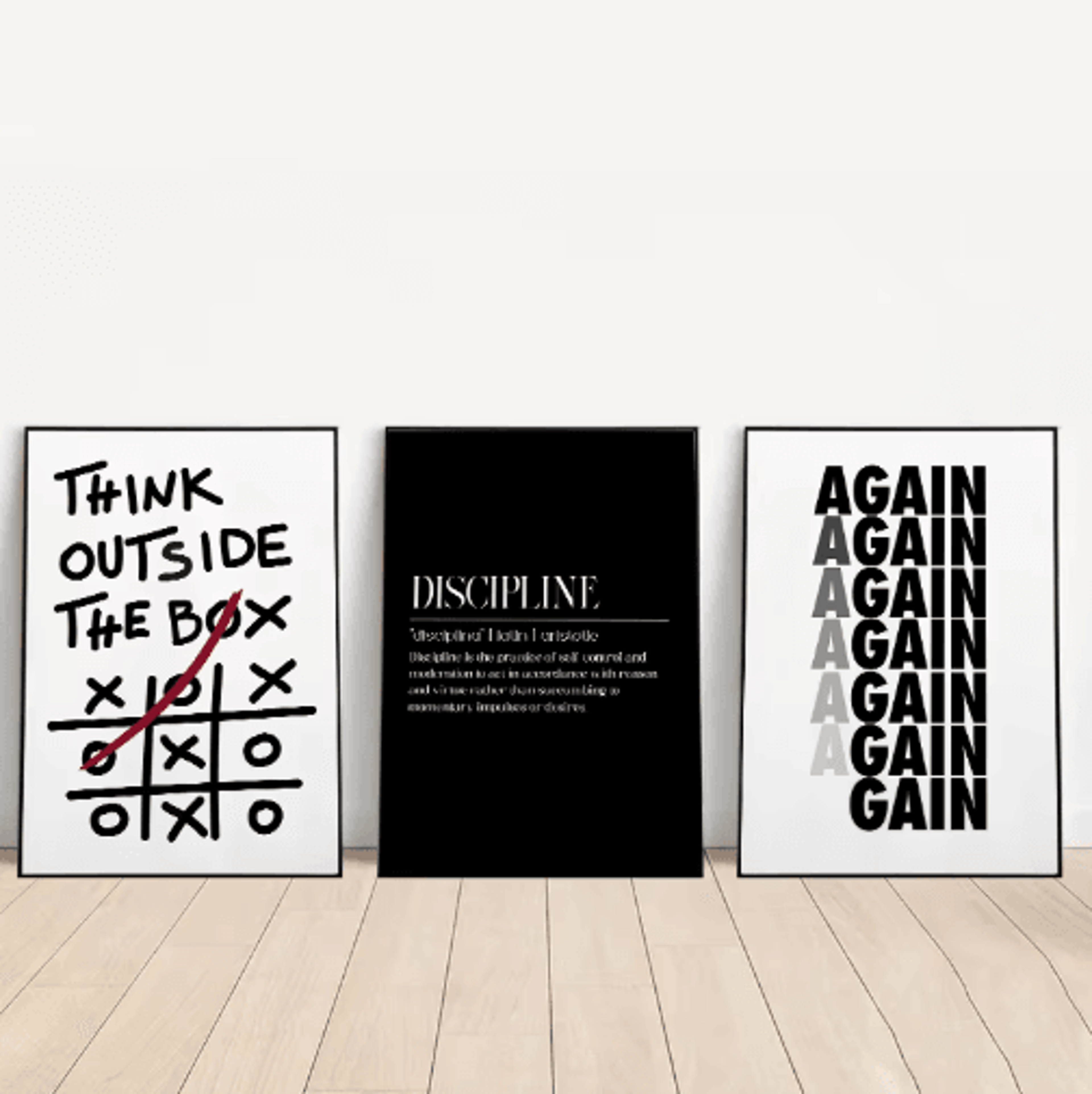 motivational discipline quote canvas – modern inspirational wall art for home & office decor