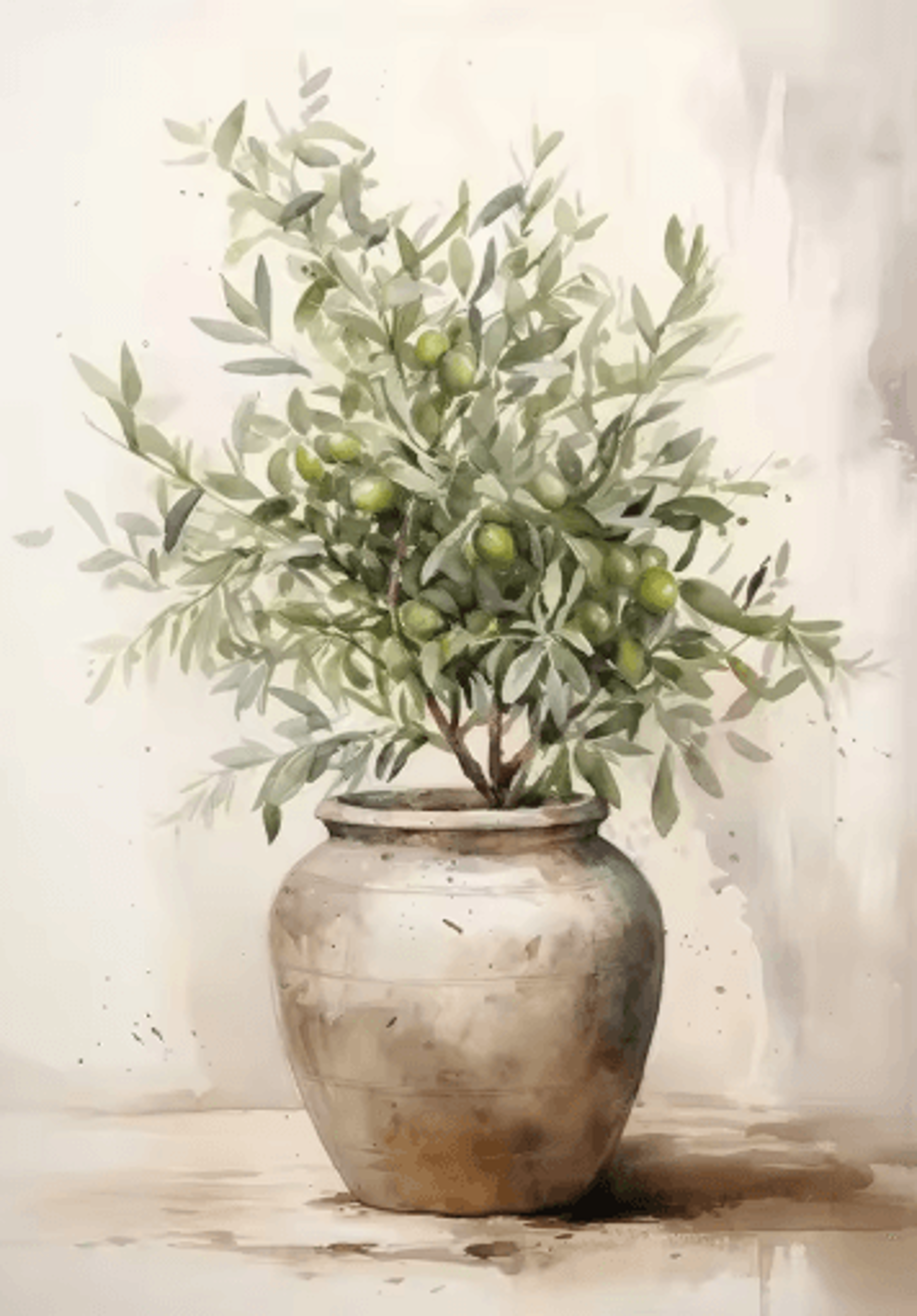 Retro Olive Tree  Lemon Canvas Wall Art Elegant Mediterranean Botanical Decor 5