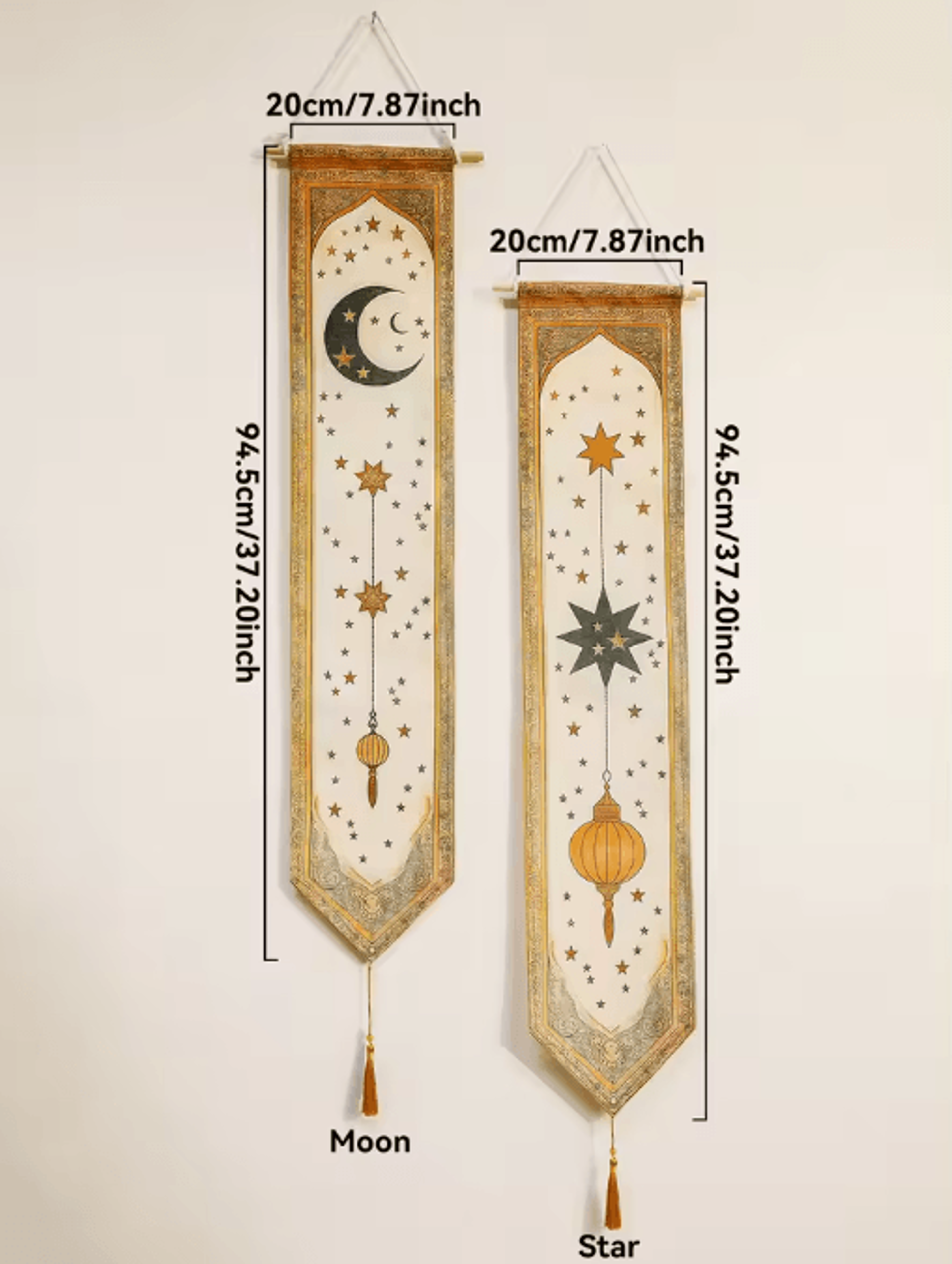 Eid Mubarak Ramadan Wall Banner Islamic Moon  Lantern Tapestry Decor 1