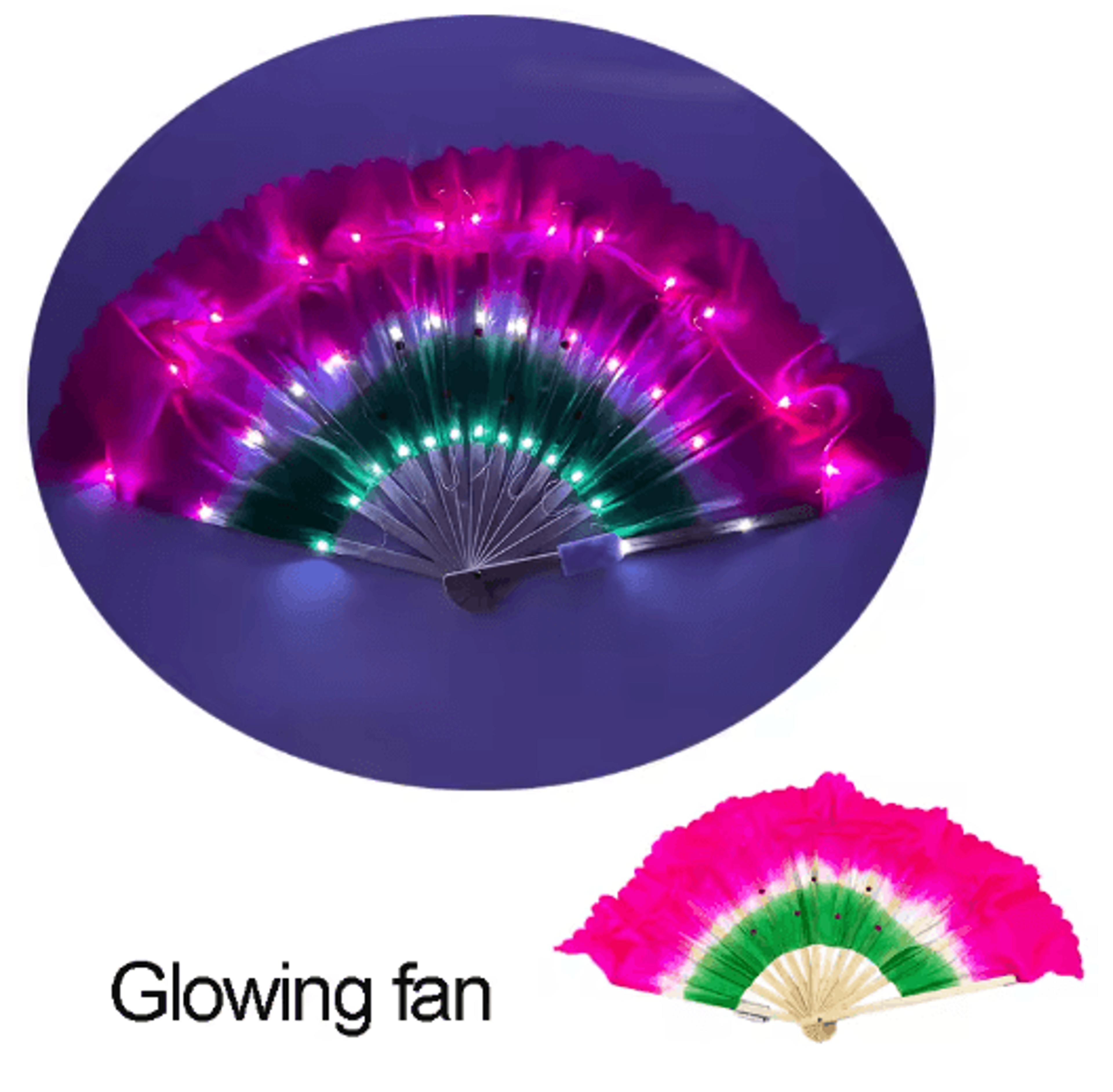 LED Neon Folding Rave Fan Glowing Party Hand Fan For Festivals  Events 10
