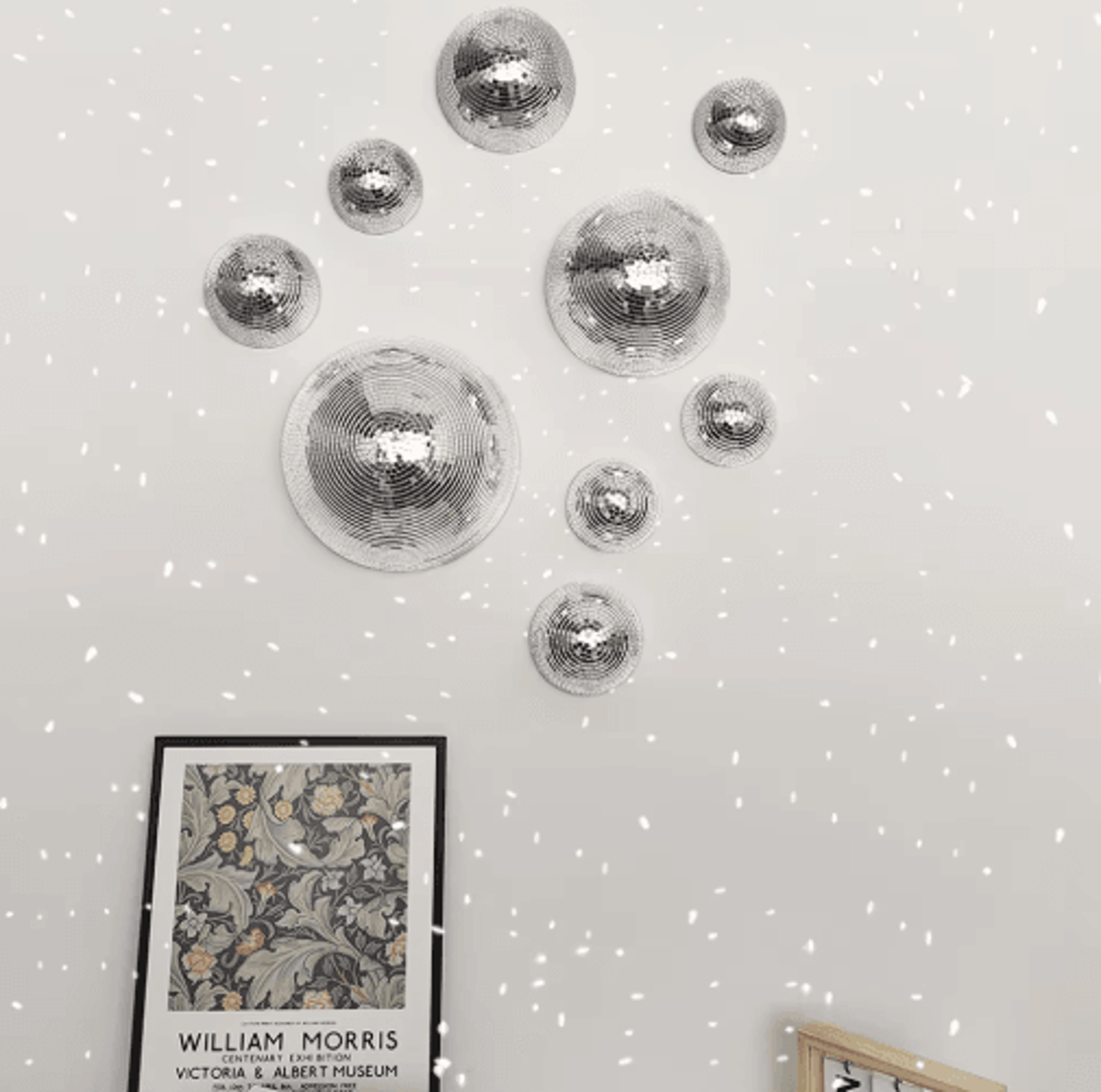 Mirrored Disco Ball Wall Art  Metallic Reflective Modern Home Decor 0