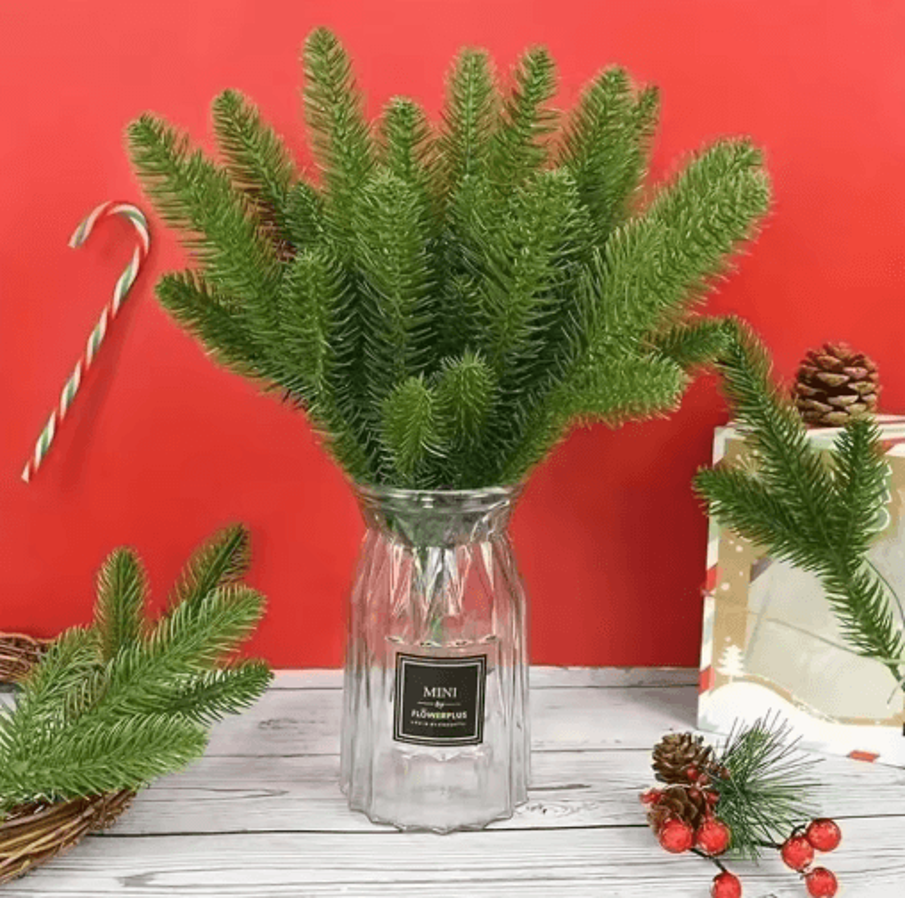 Artificial Pine Branches Set  20pcs Christmas Pine Stems For DIY Holiday Decor 7