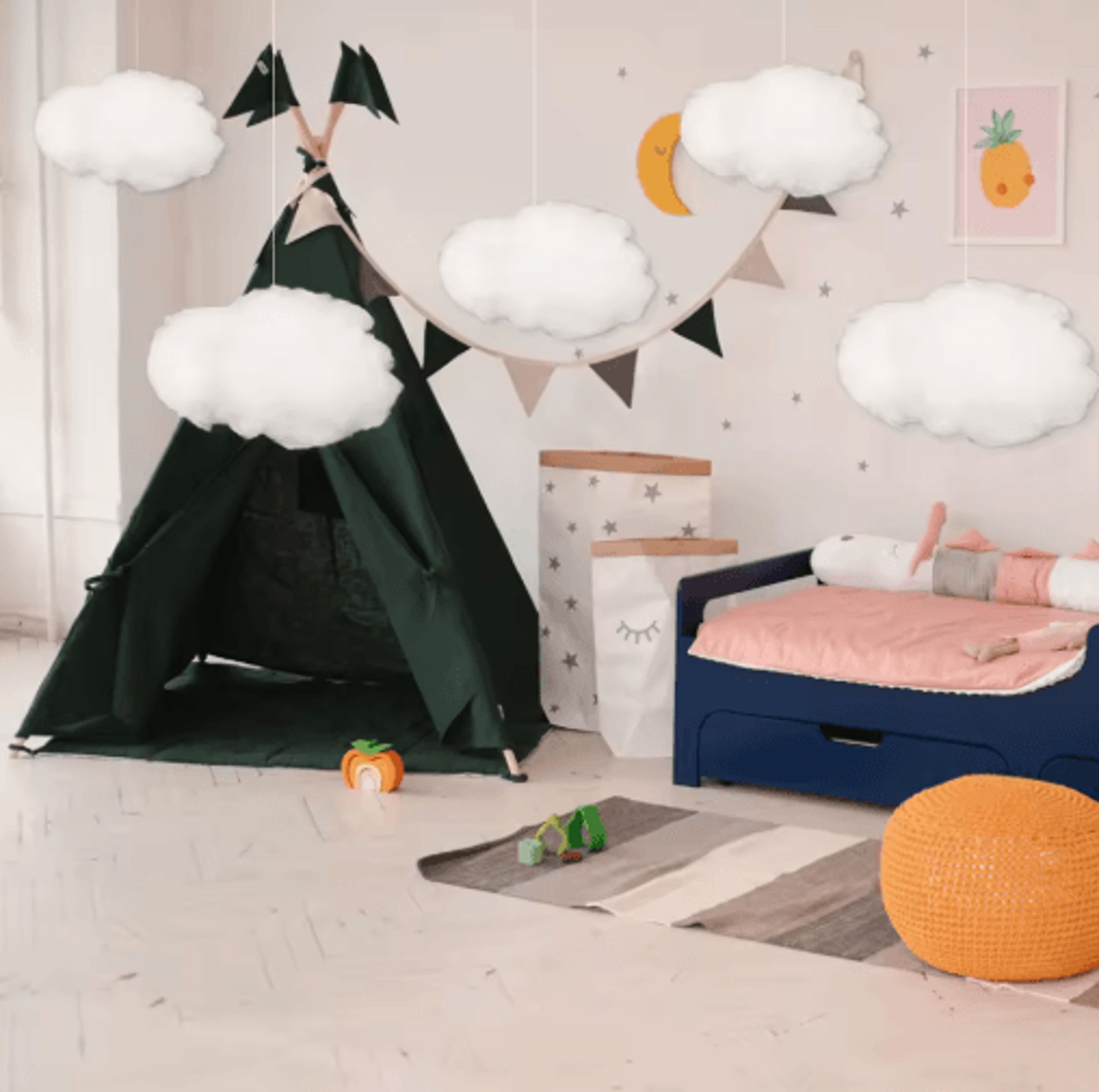 3D Artificial Cloud Ceiling Decor Set 9pcs Dreamy Hanging Cloud Props 5