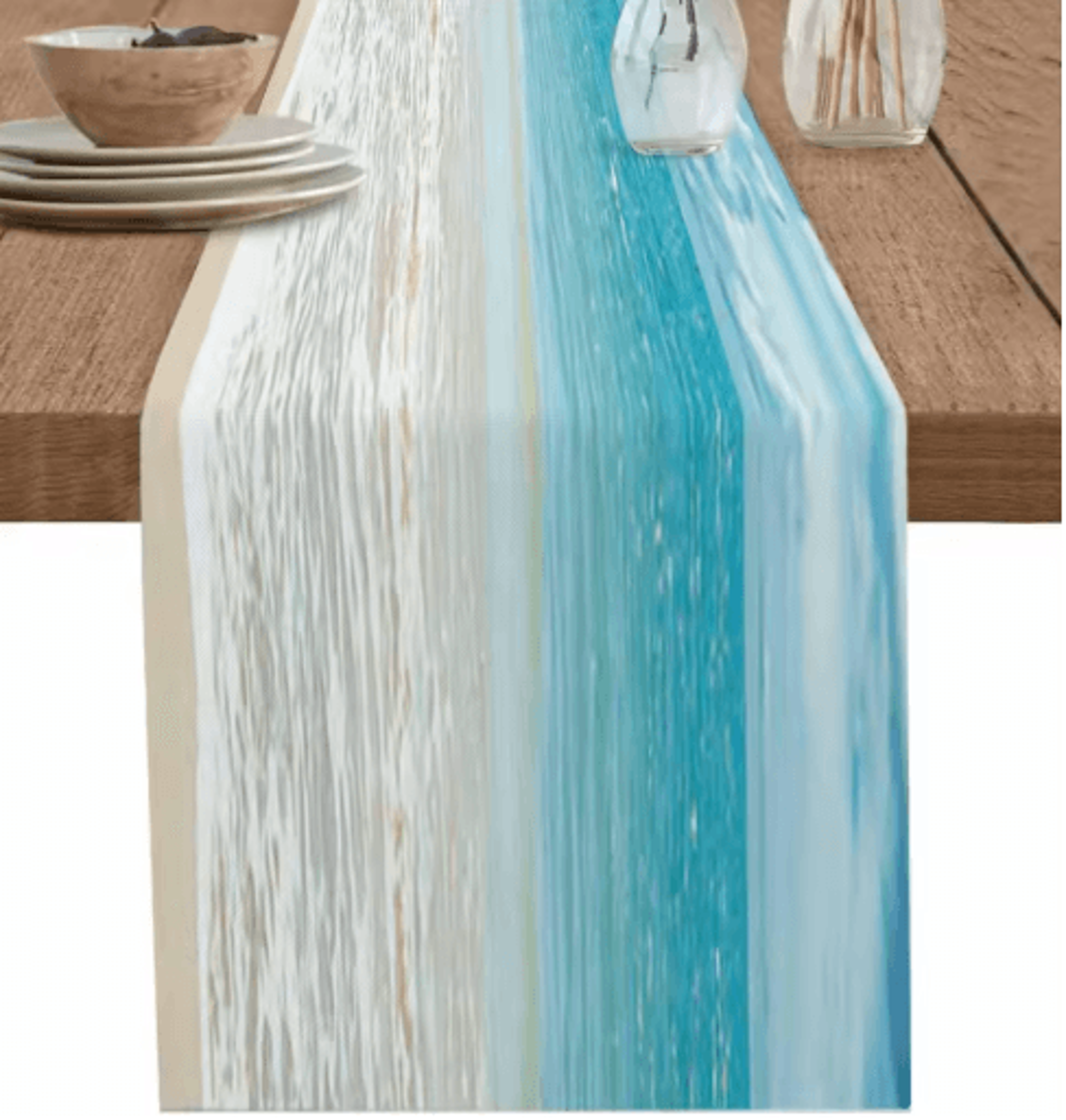 Ocean Beach Linen Table Runner Coastal Summer Dining Table Decor 1