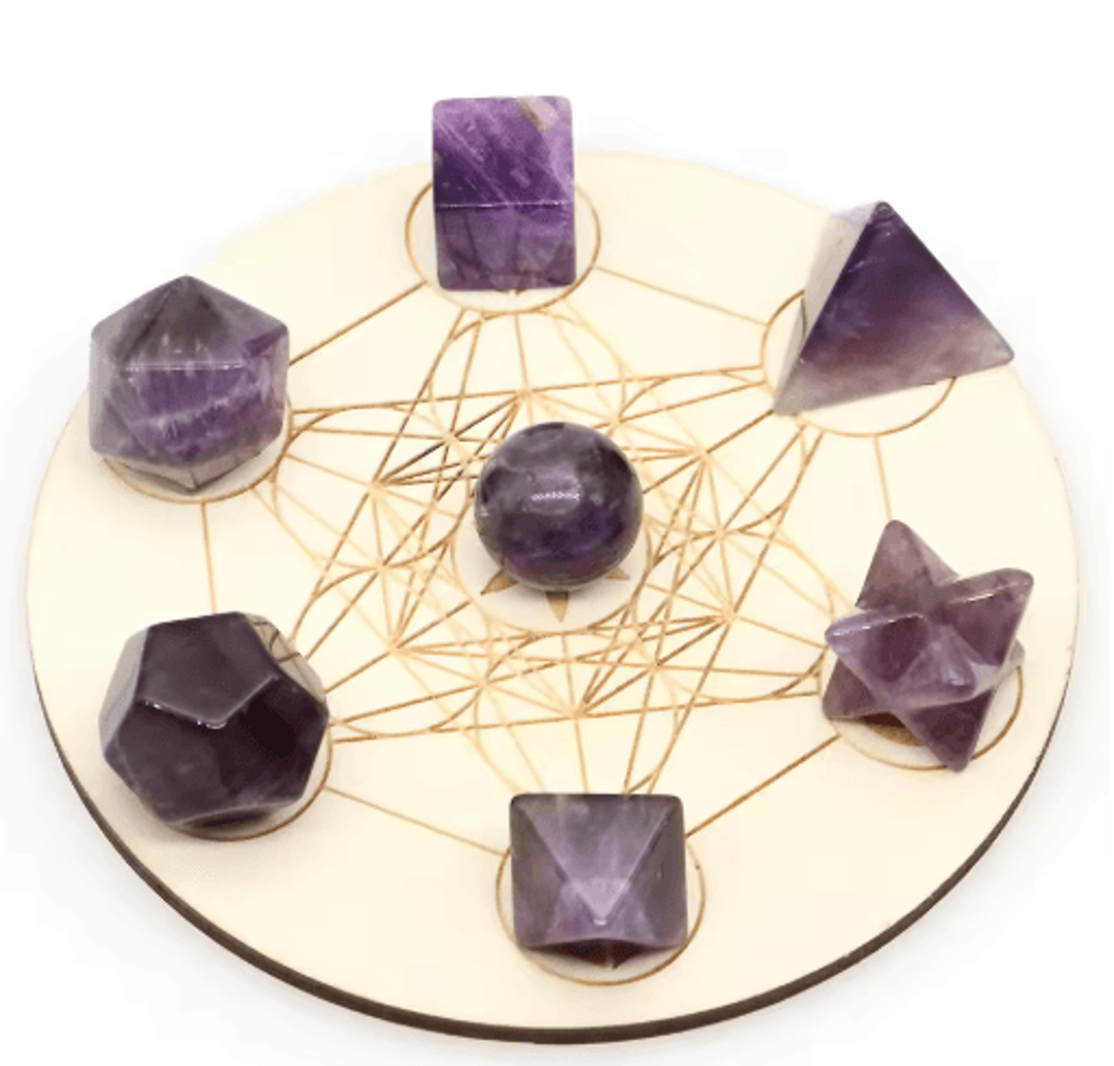 7Piece Platonic Solid Crystal Set Sacred Geometry Chakra Healing Stones 7