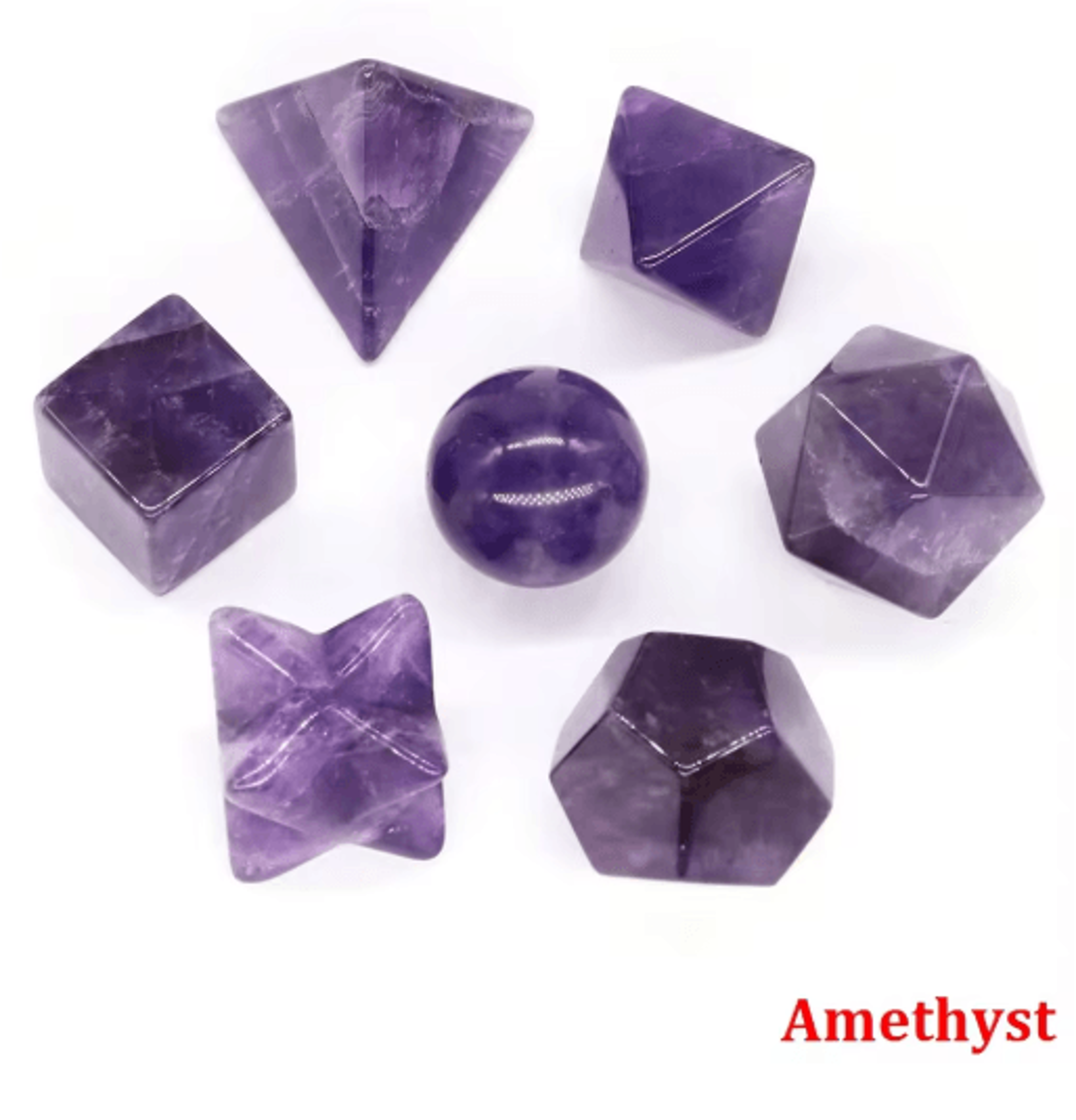 7Piece Platonic Solid Crystal Set Sacred Geometry Chakra Healing Stones 20