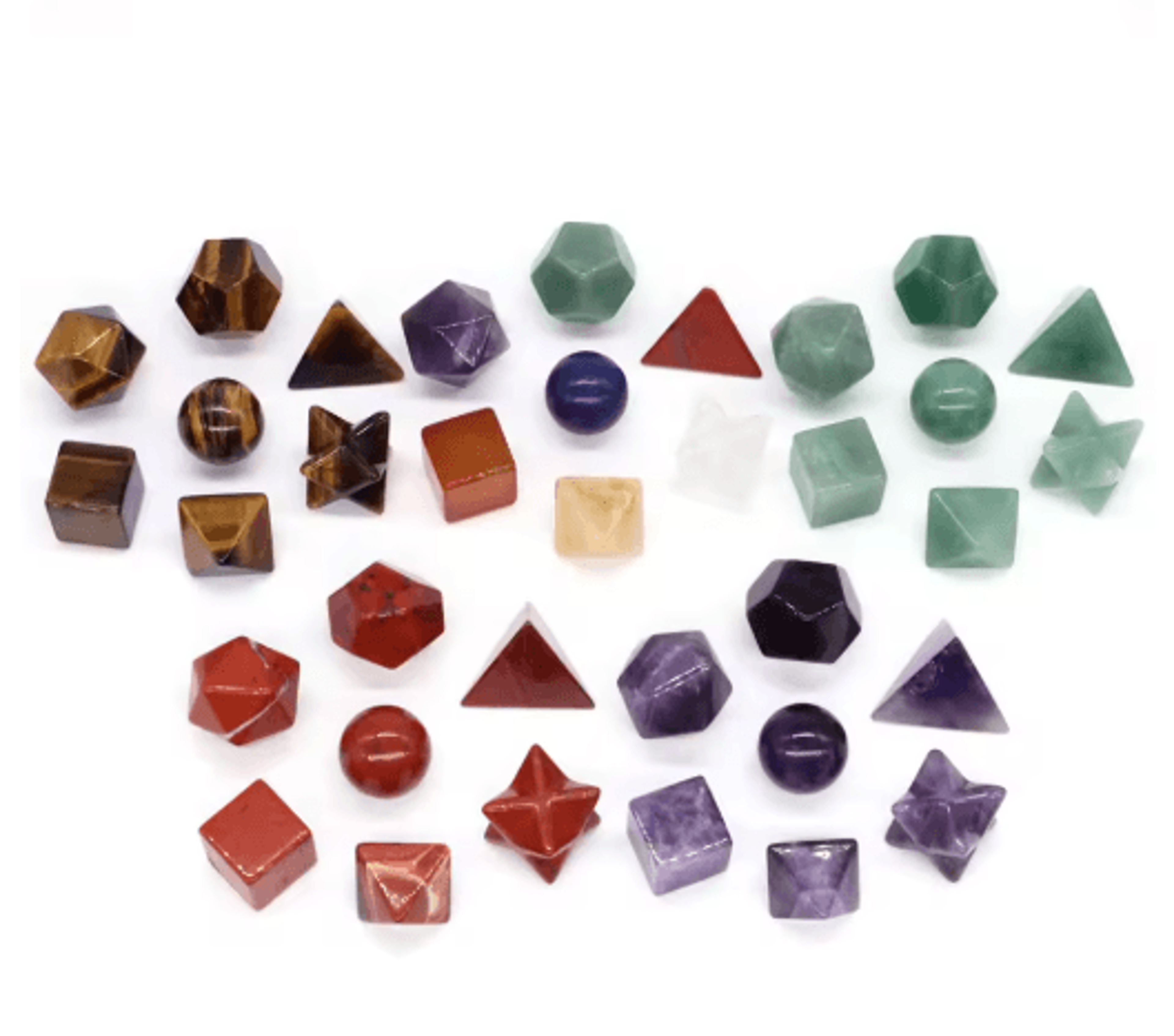 7Piece Platonic Solid Crystal Set Sacred Geometry Chakra Healing Stones 22