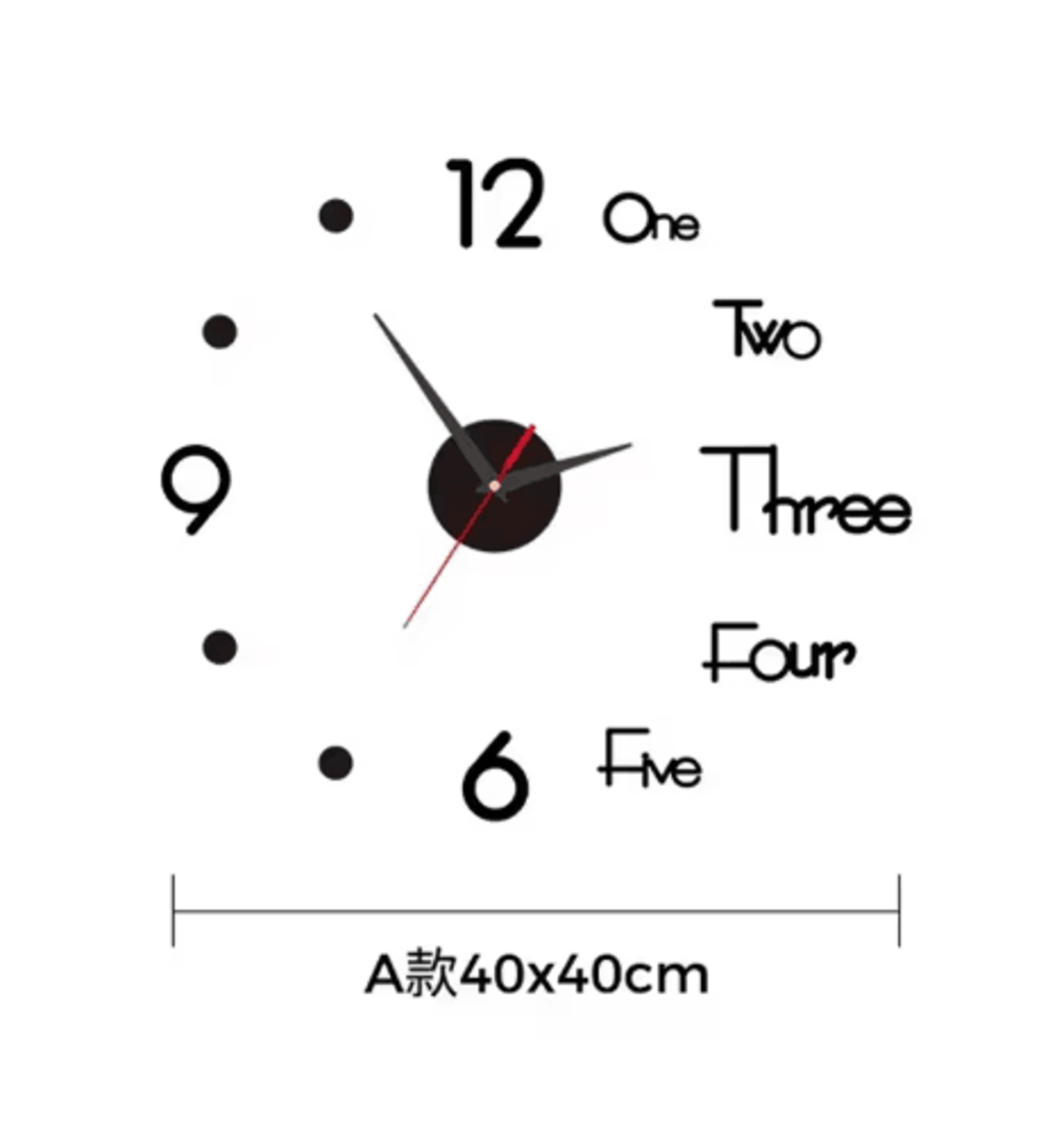 Large 3D DIY Silent Wall Clock Modern Frameless Wall Sticker Decor 1