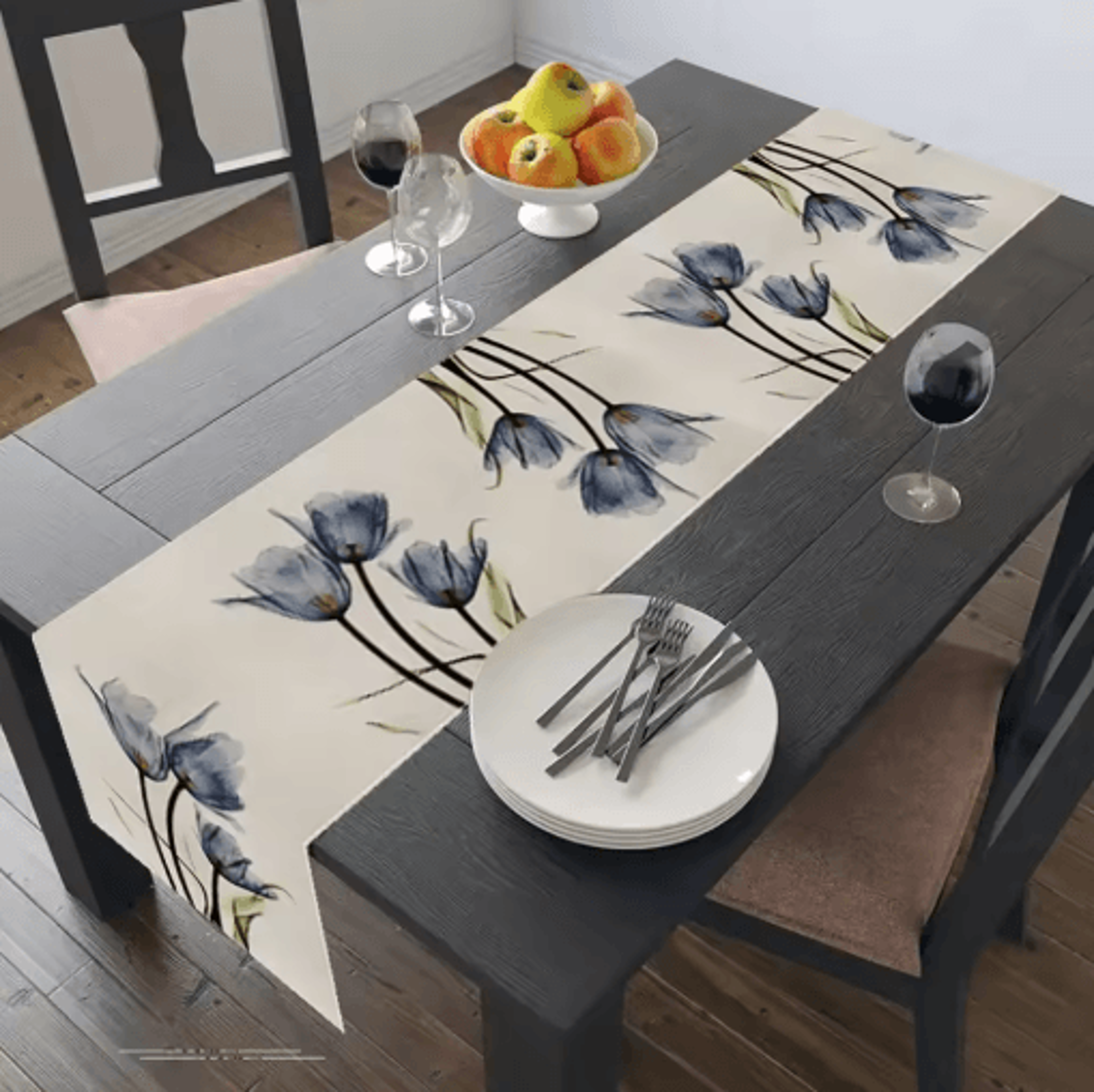 Tulip Linen Table Runner Rustic Farmhouse Floral Decor For Kitchen  Dining Table 1