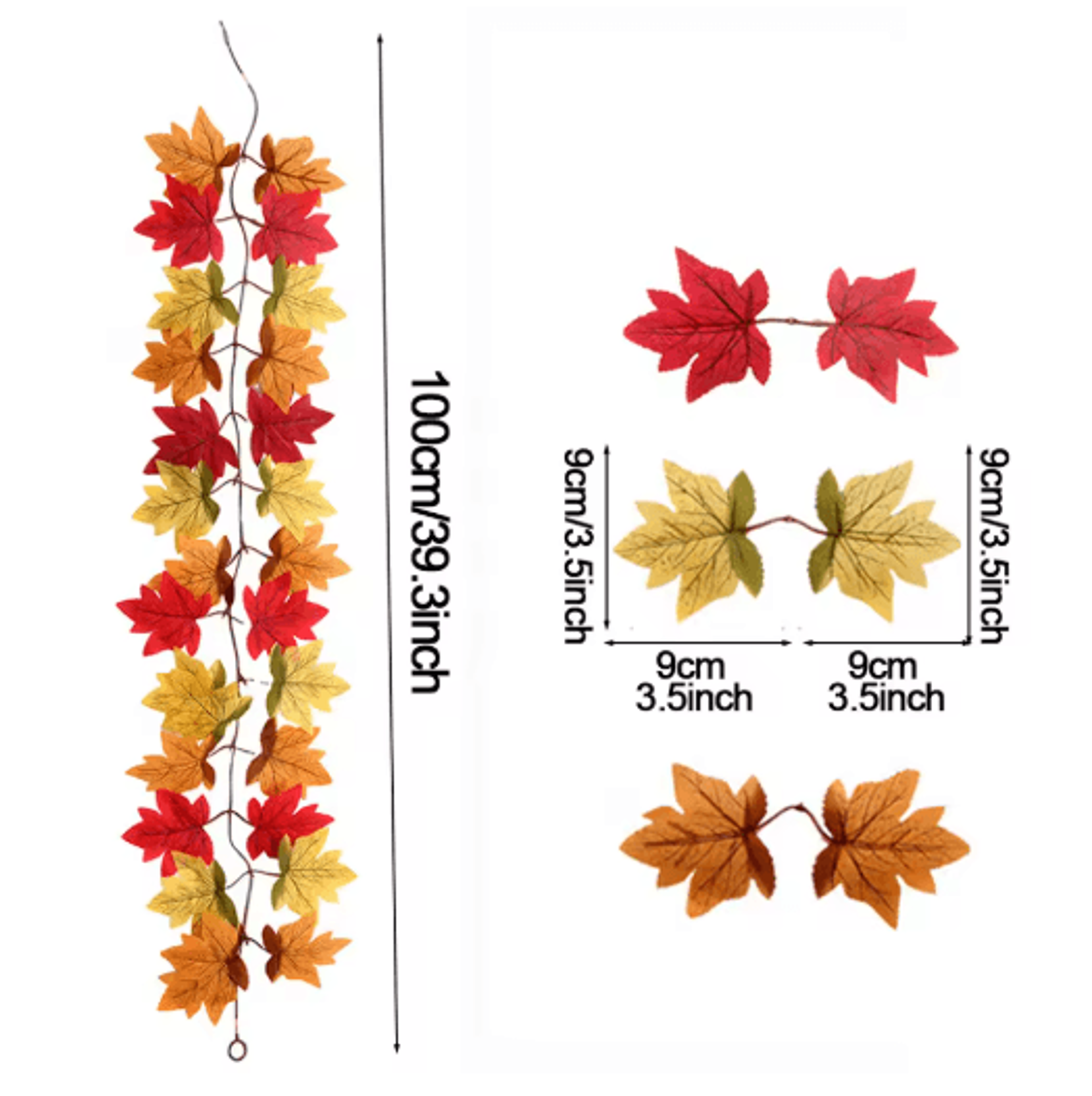 Artificial Maple Leaf Garland  Autumn Vine Decor For Thanksgiving  Halloween 4