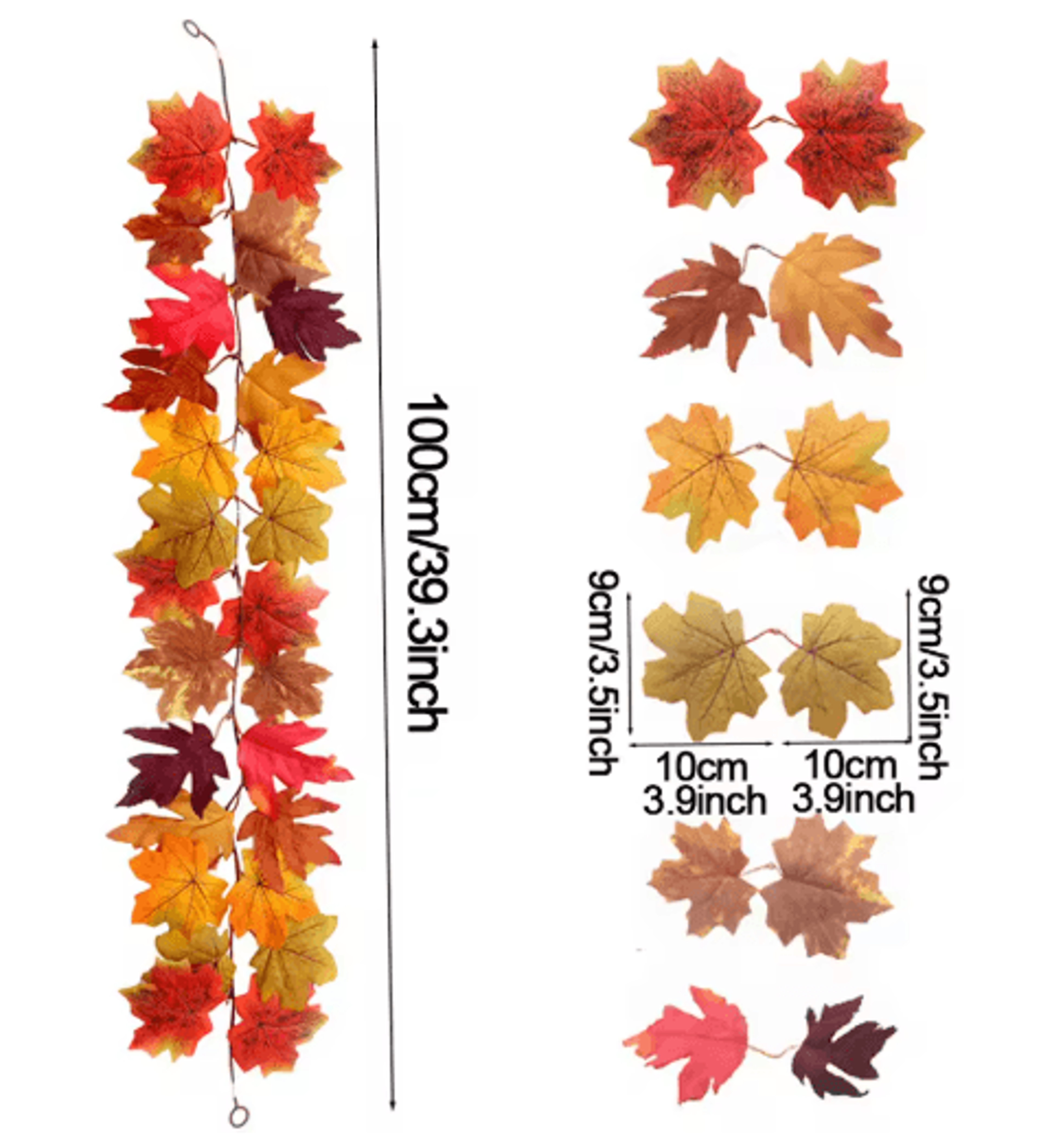 Artificial Maple Leaf Garland  Autumn Vine Decor For Thanksgiving  Halloween 5