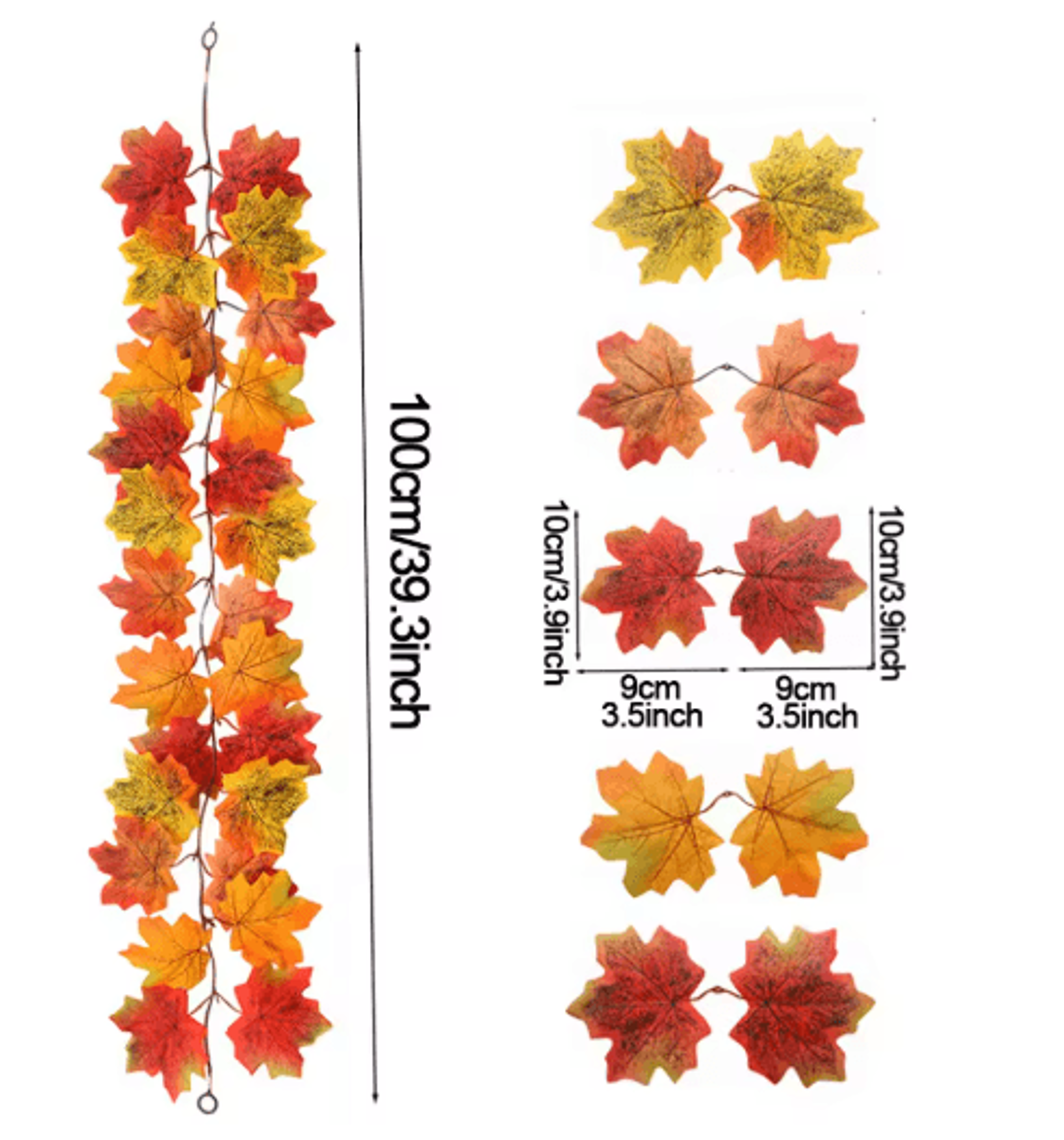 Artificial Maple Leaf Garland  Autumn Vine Decor For Thanksgiving  Halloween 6