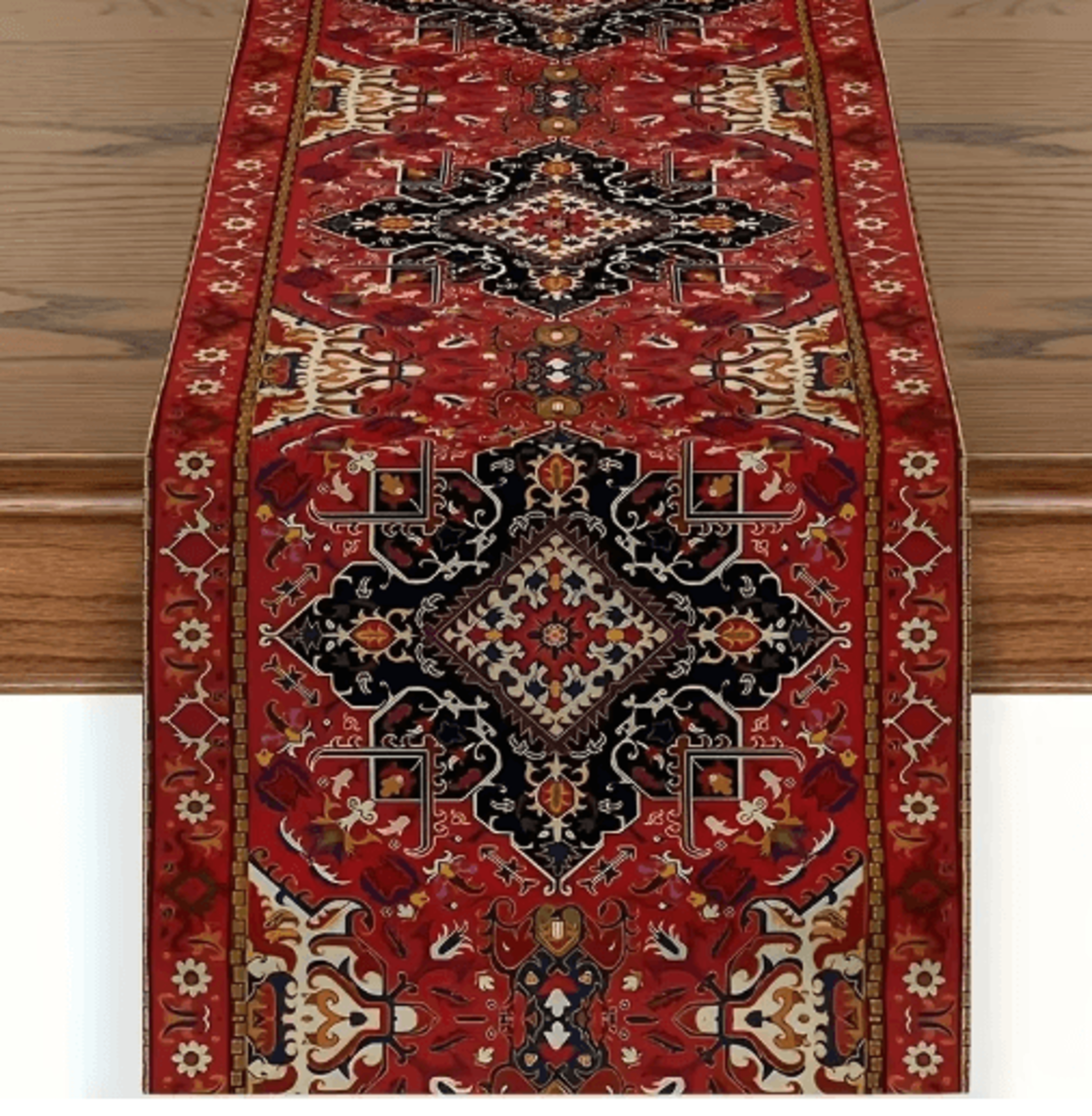 Bohemian Red Persian Table Runner  Vintage Stripe Wedding  Home Decor Accent 5
