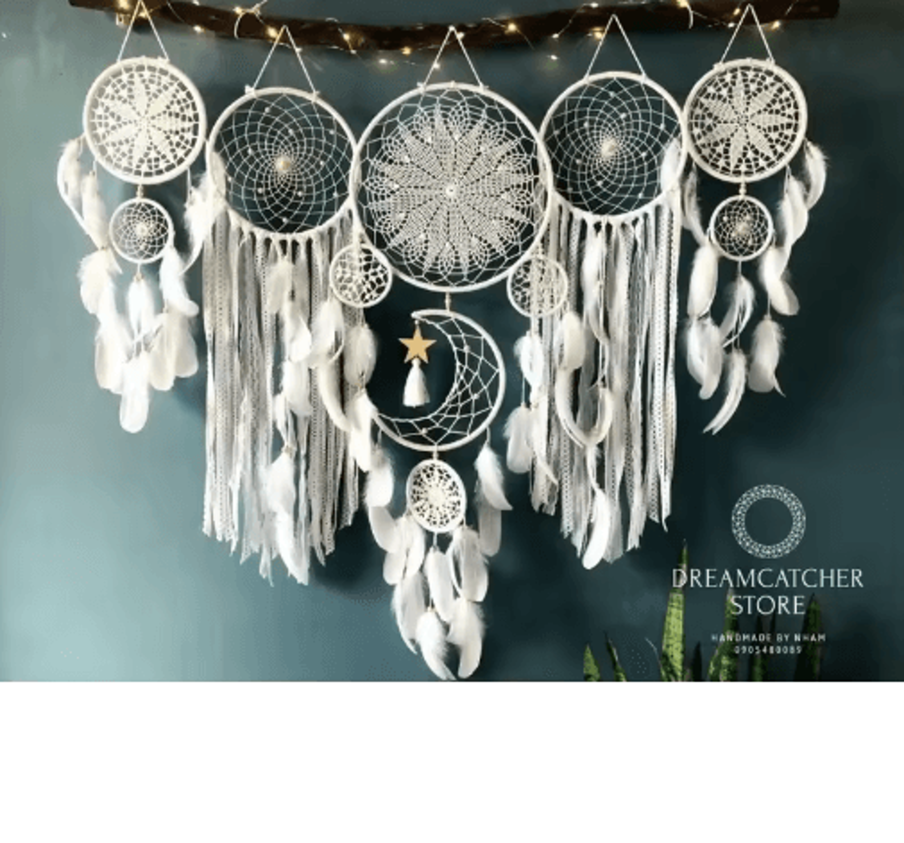 Boho Macrame Dream Catcher Set  5Piece Moon Wall Hanging Decor For Home  Nursery 8