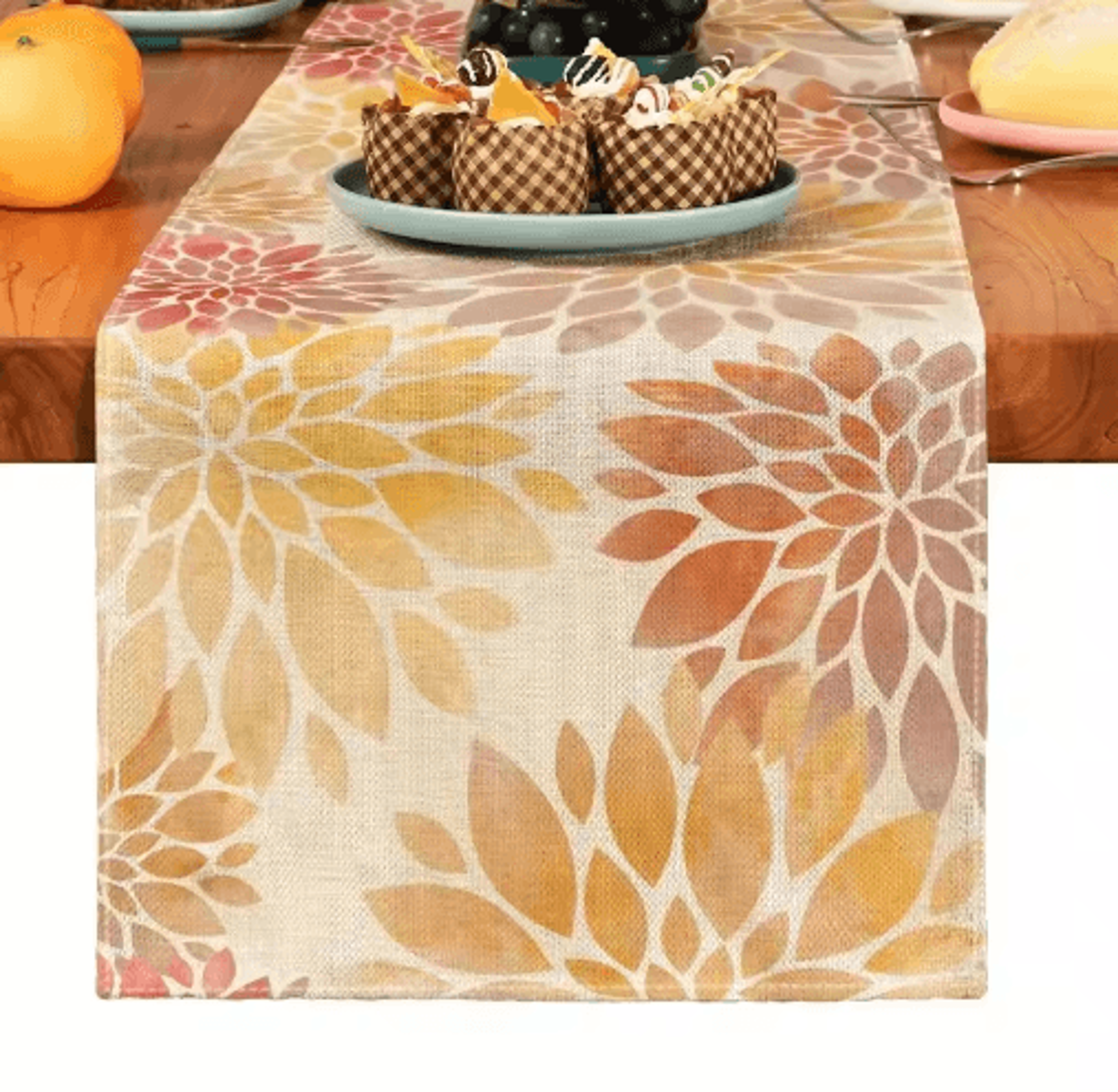 Boho Plant Linen Table Runner  Minimalist Farmhouse Dining  Home Decor Accent 2