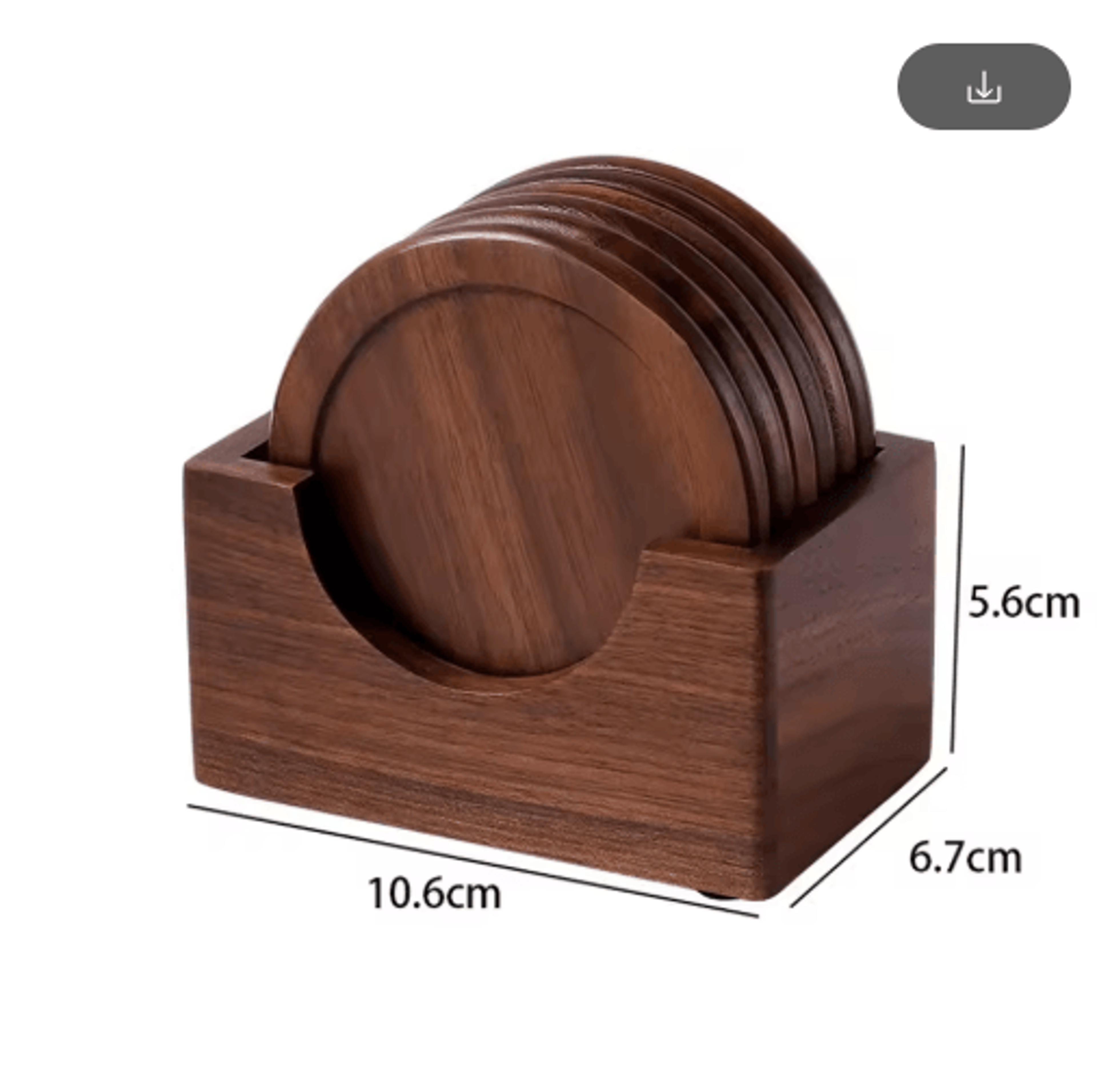 6Piece Walnut Wood Coasters Set  Round Japanese Style Insulated Drink Coasters 2