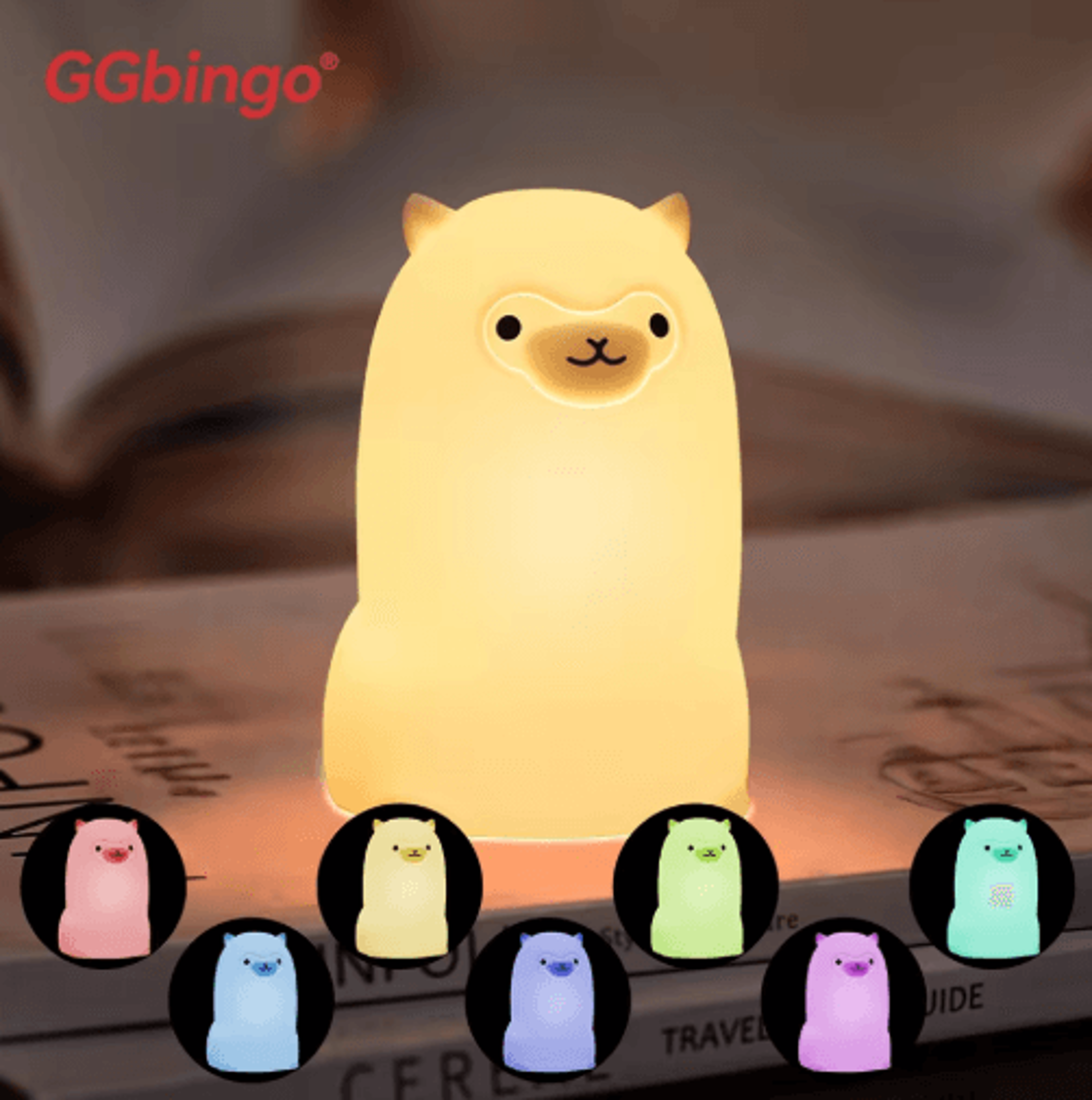 Cute Pear Duck Night Light  7Color Touch Control USB Rechargeable Silicone Lamp 7