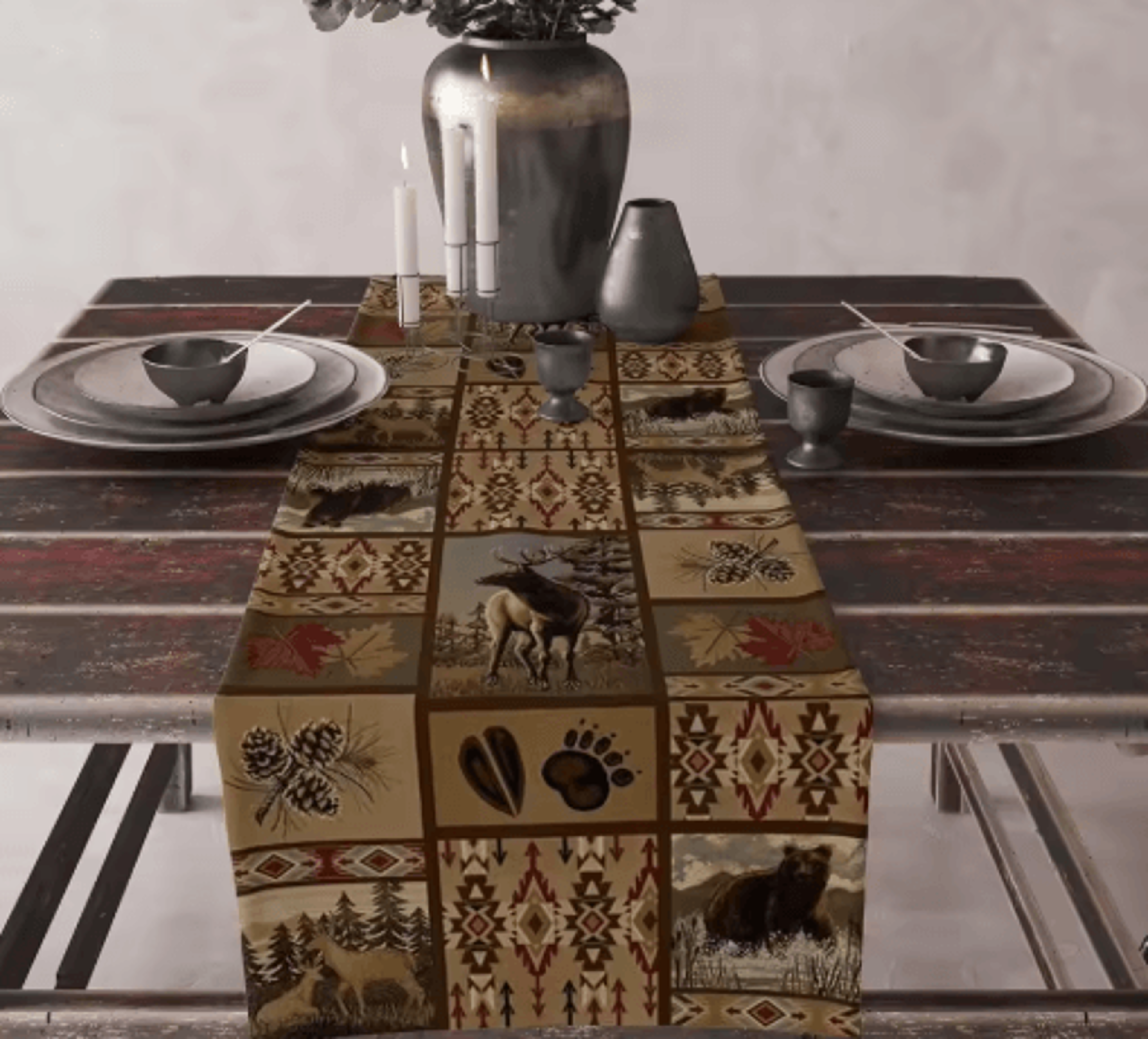 Aztec Boho Tribal Linen Table Runner Geometric Dining Table Decor 5