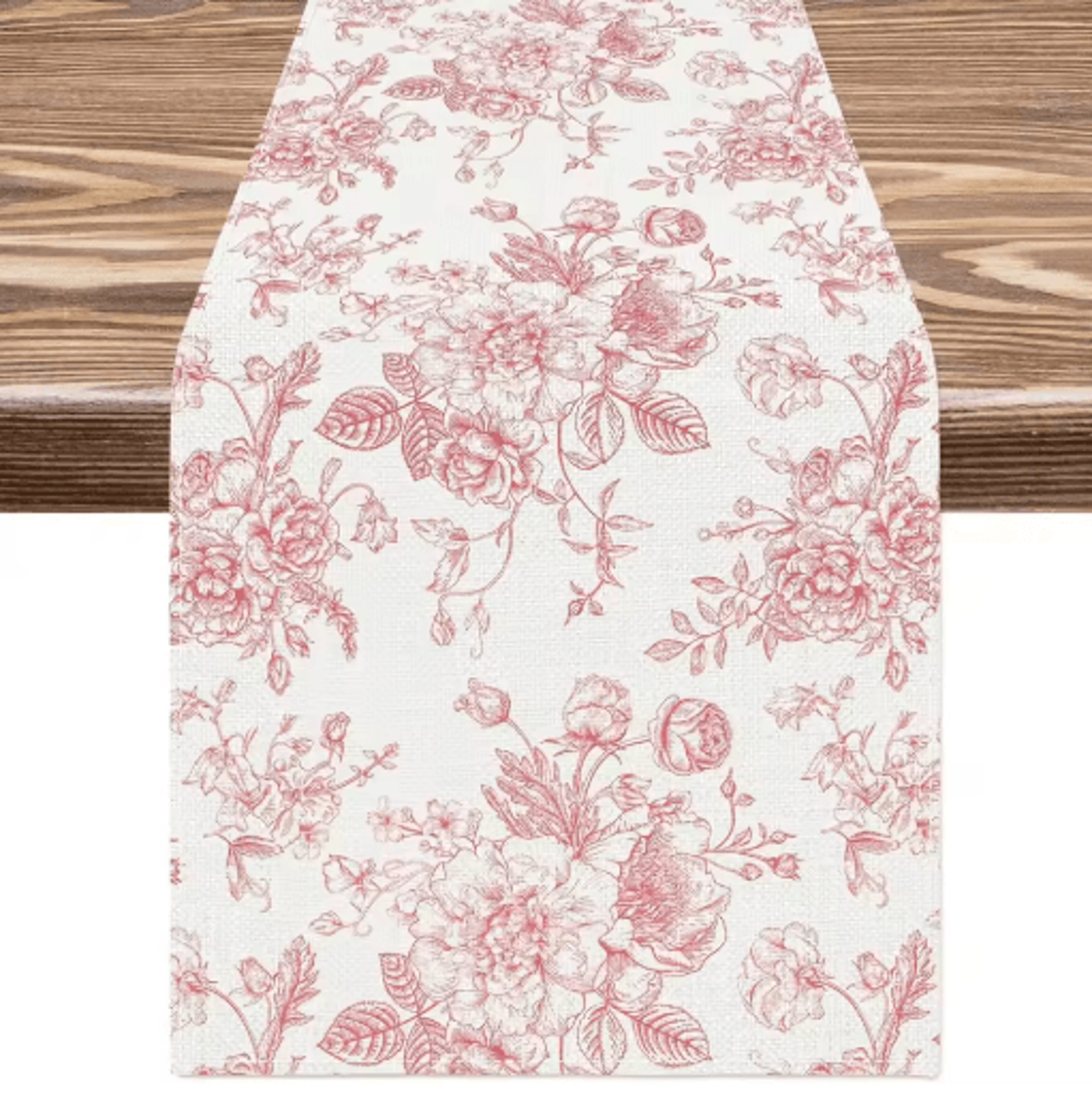 Chinoiserie Blue Floral Linen Table Runner Elegant Dining  Holiday Table Decor 4