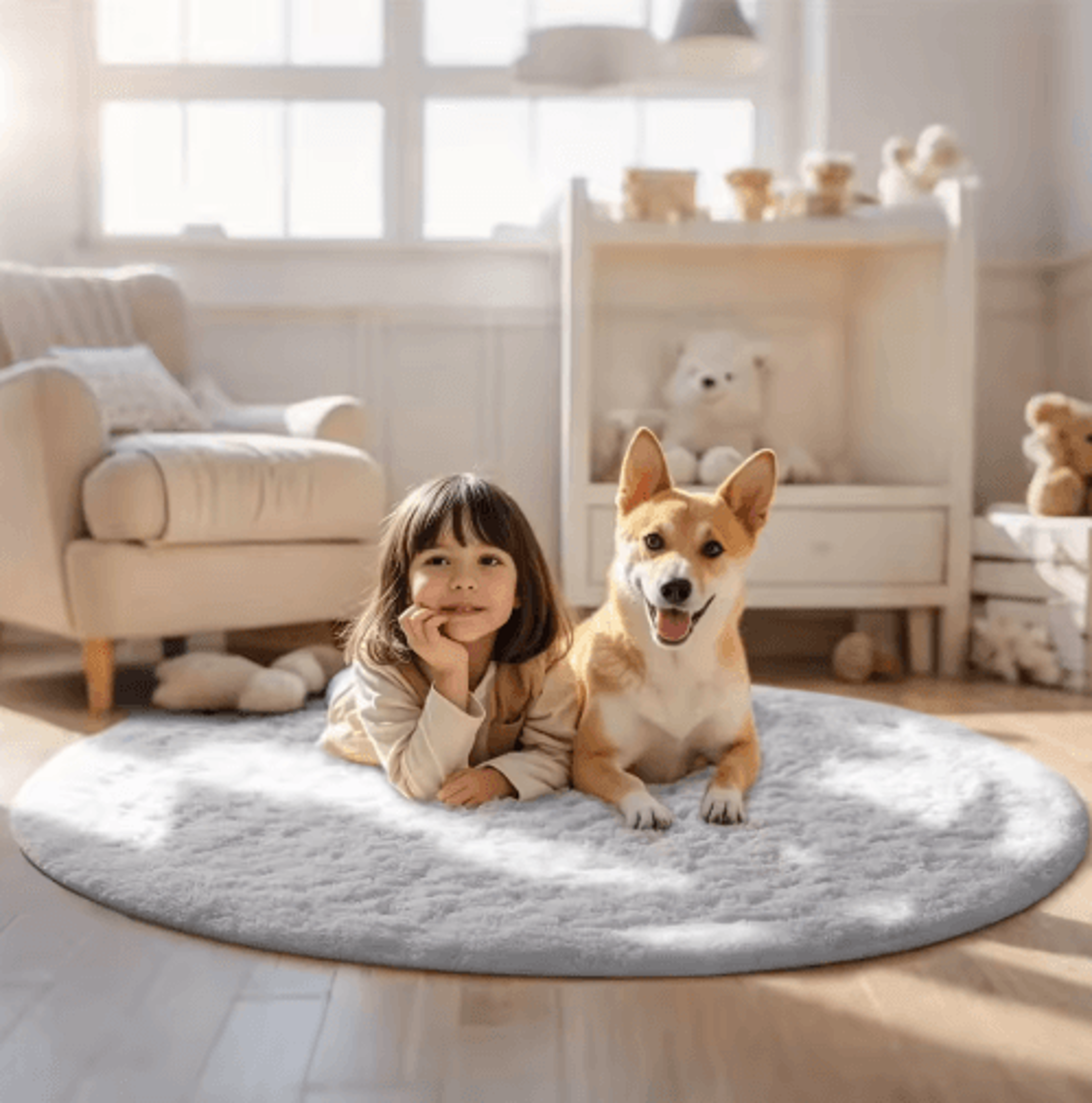 Soft Round Plush Rug For Kids Bedroom Fluffy Nursery Play Mat Carpet 16