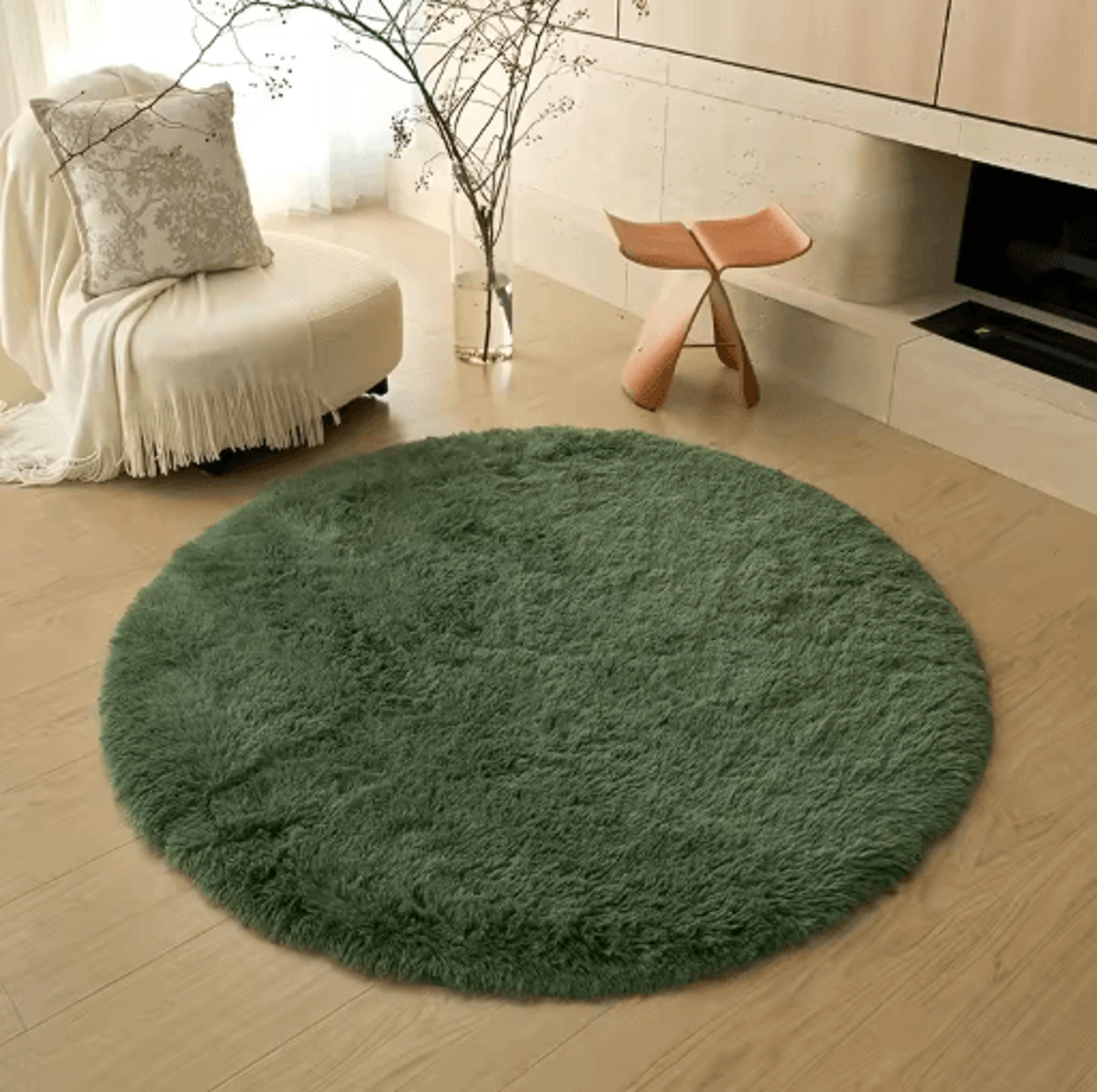 Soft Round Plush Rug For Kids Bedroom Fluffy Nursery Play Mat Carpet 5