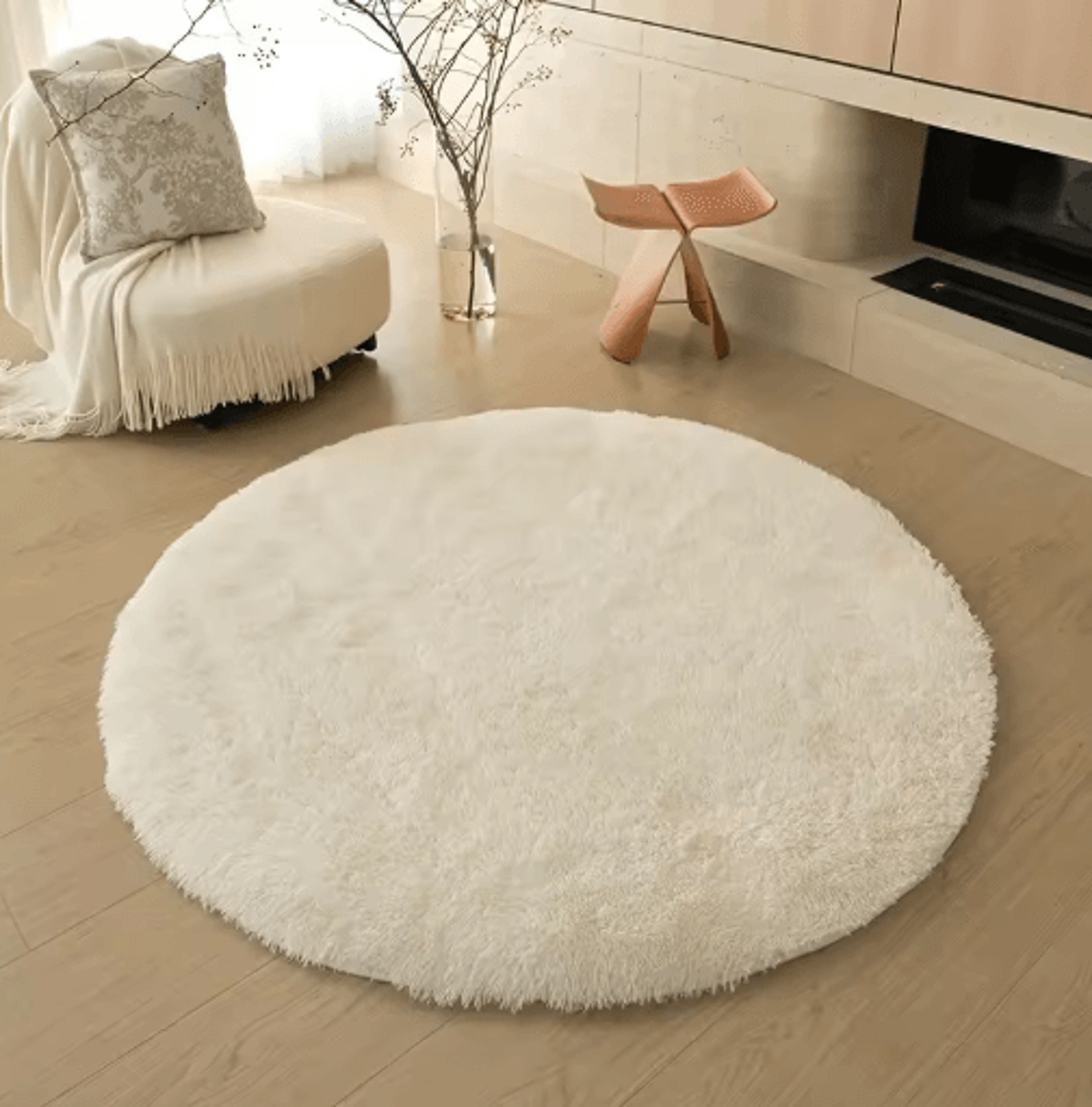 Soft Round Plush Rug For Kids Bedroom Fluffy Nursery Play Mat Carpet 9