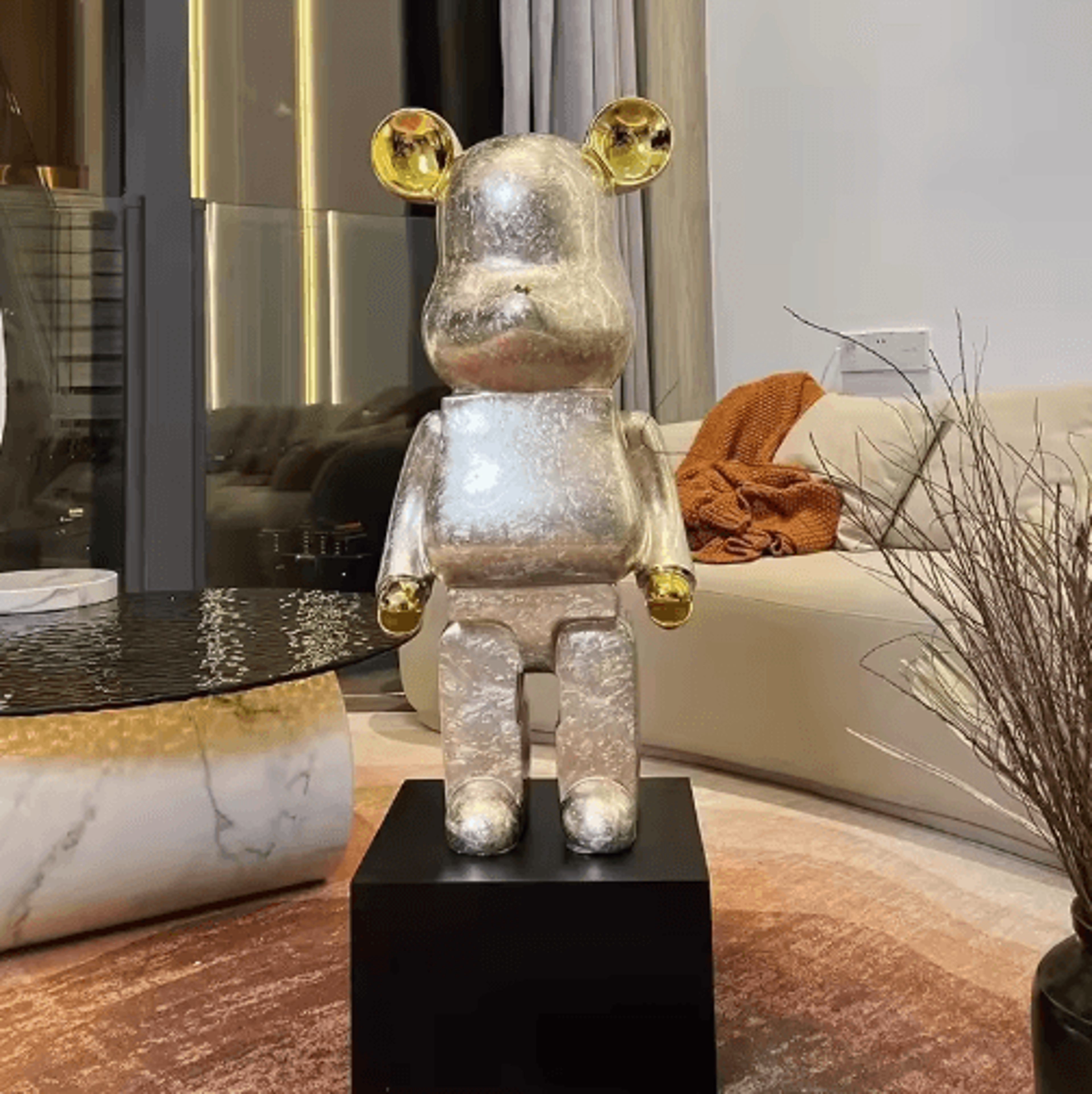 Gradient Mirror Bear Sculpture Luxury Bear Figurine Decor In 5080cm Statement Size 7