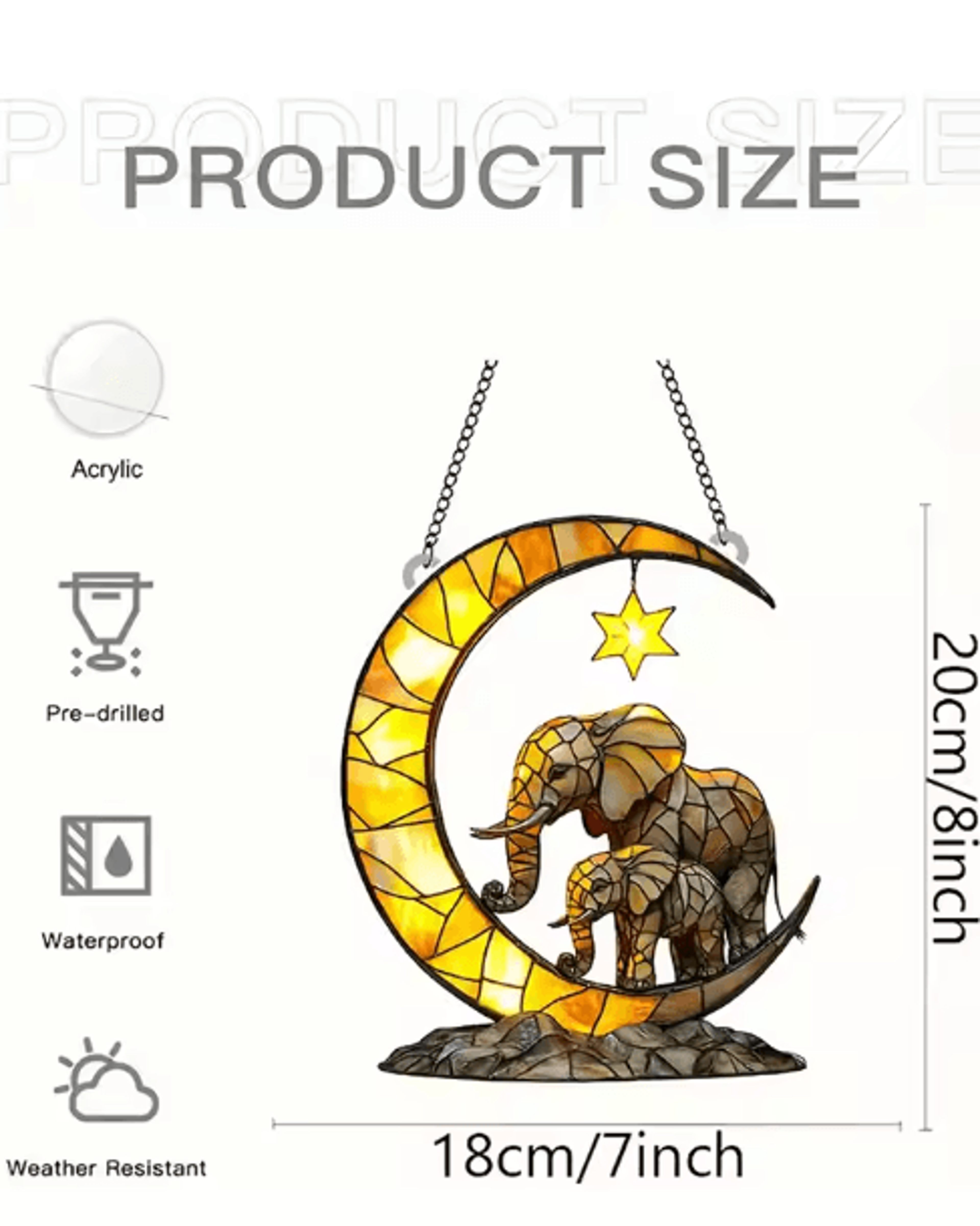 Elephant Family Moon Hanging Decor  Whimsical Elephant Wall Hanging For Home  Garden 3