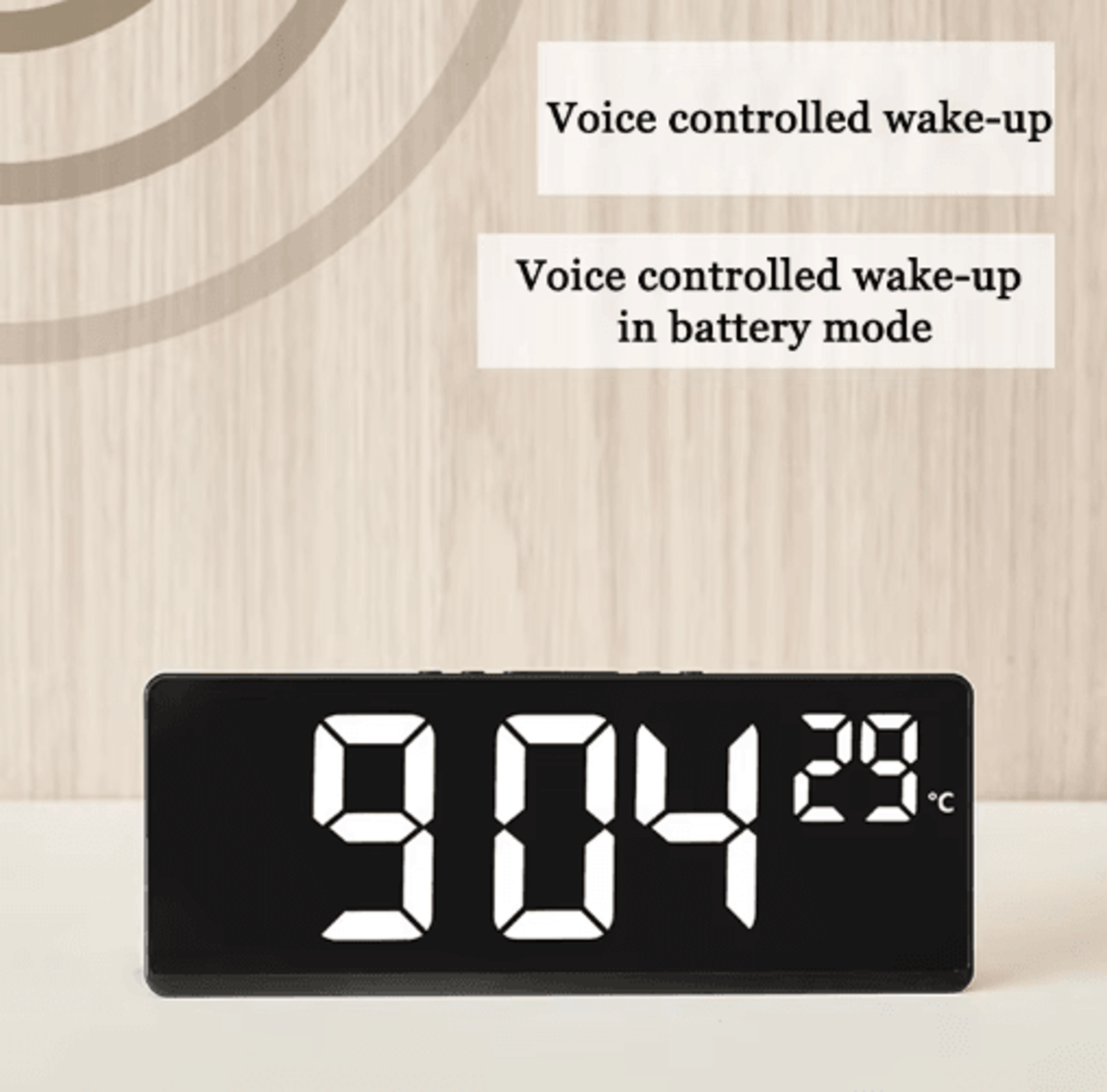 VoiceControl LED Alarm Clock  Smart Digital Alarm Clock With Temperature Display 7