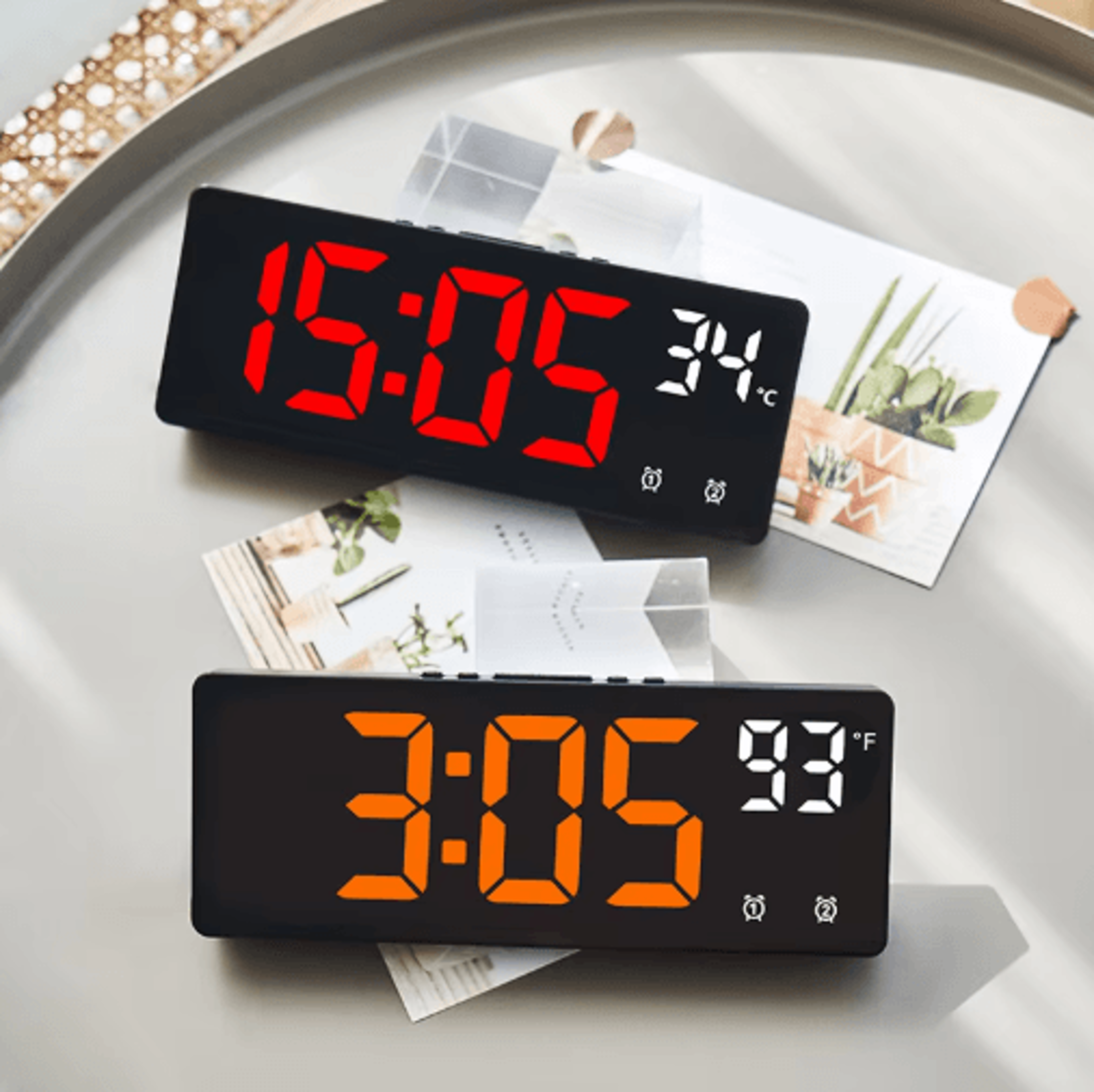 VoiceControl LED Alarm Clock  Smart Digital Alarm Clock With Temperature Display 0