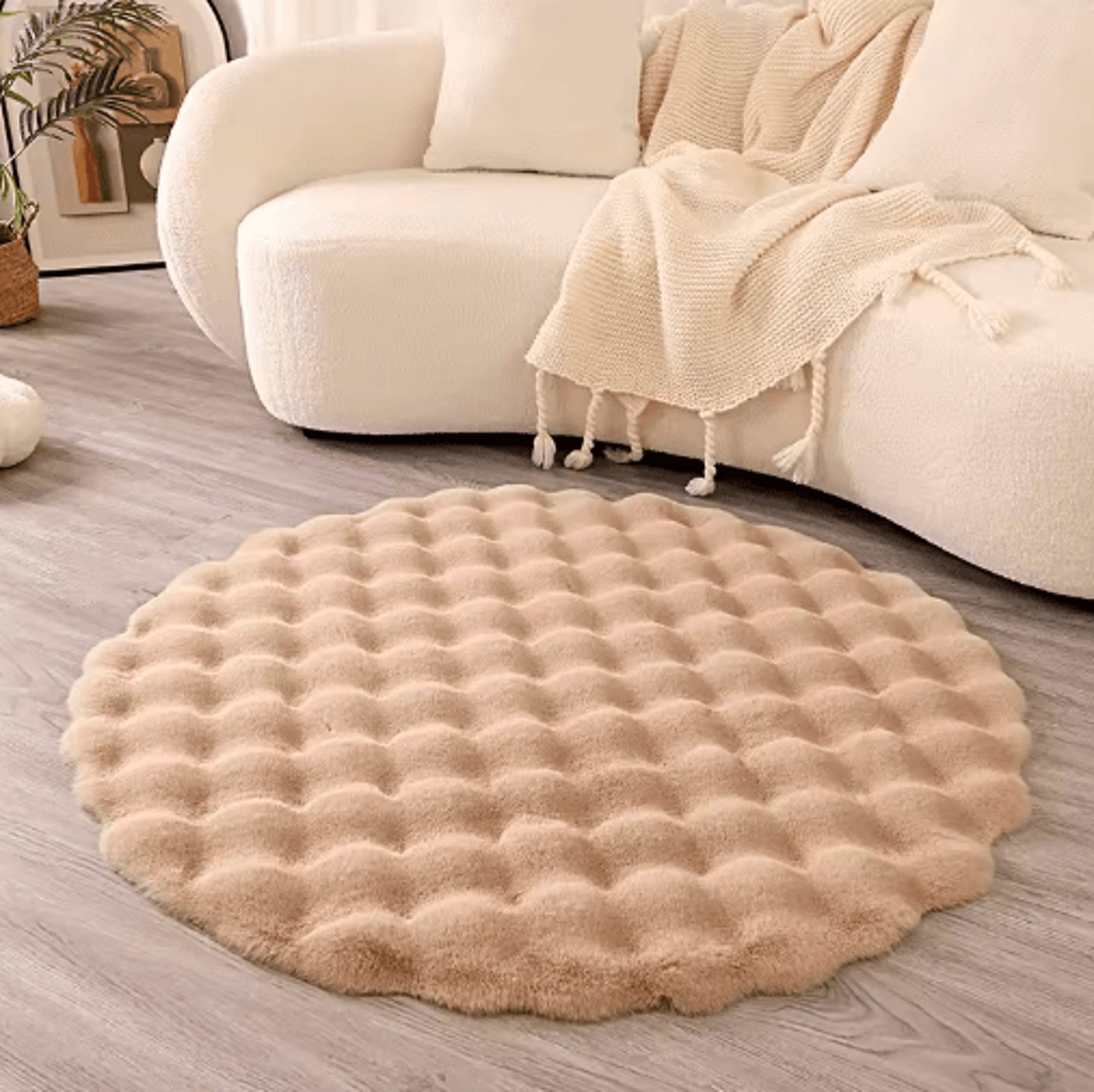 Round Faux Rabbit Fur Rug  Ultra Soft Faux Fur Carpet For Cozy Home  Kids Spaces 7