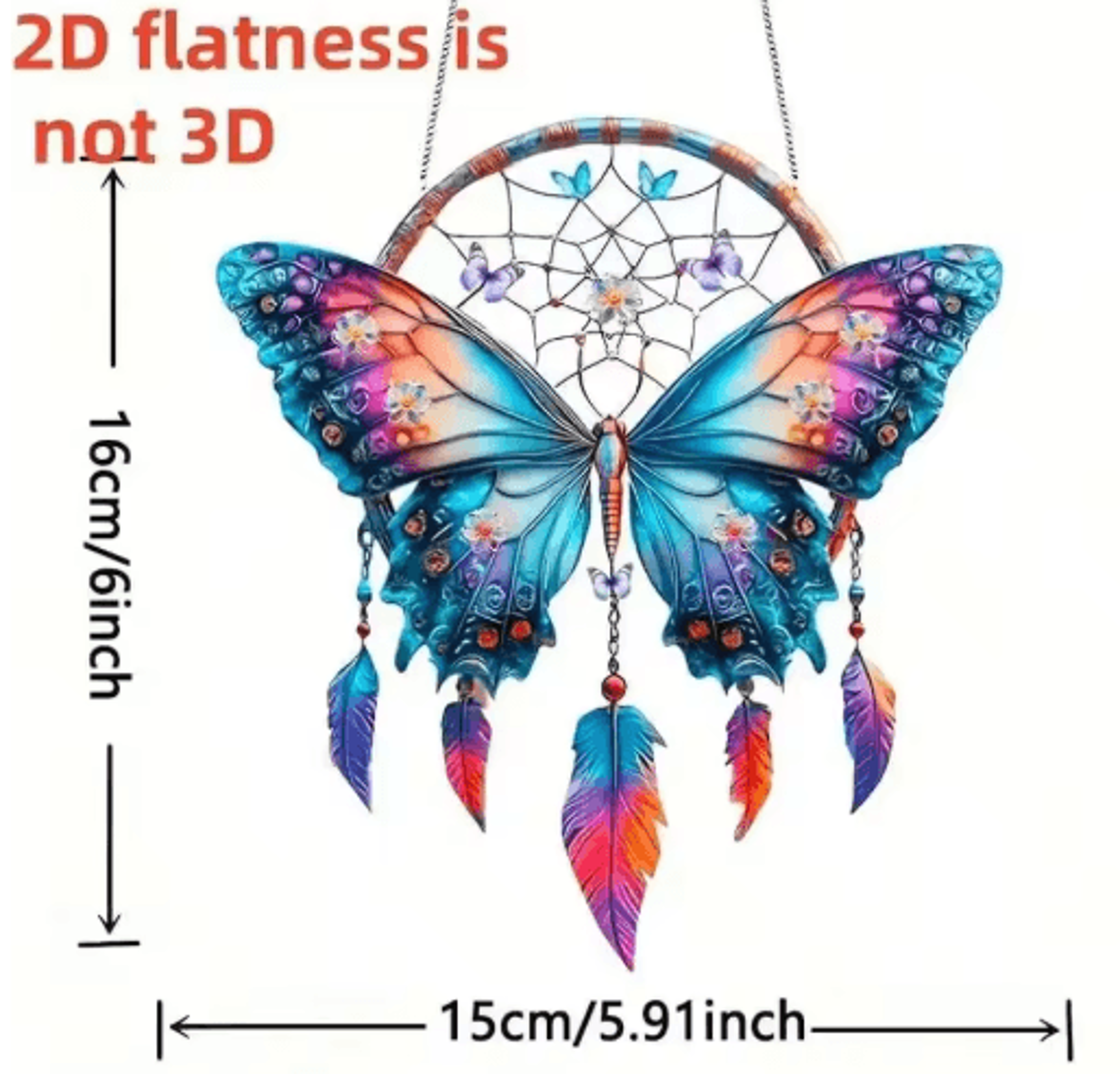 Shimmering Butterfly Feather Pendant  Elegant Butterfly Wall Hanging For Home Decor 3