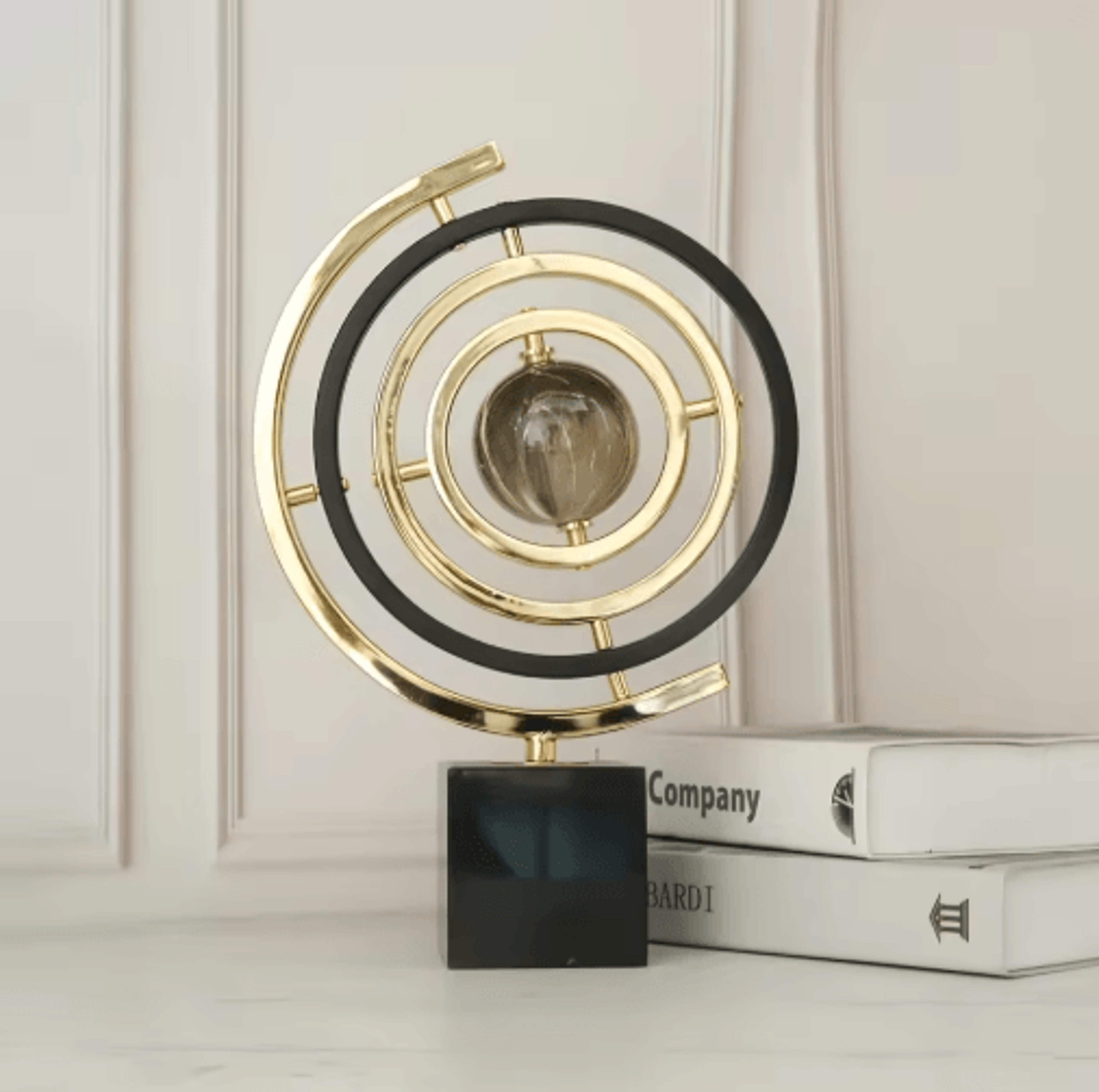 Modern Black  Gold Globe Sculpture  Elegant Abstract Globe Decor For Home  Office 3