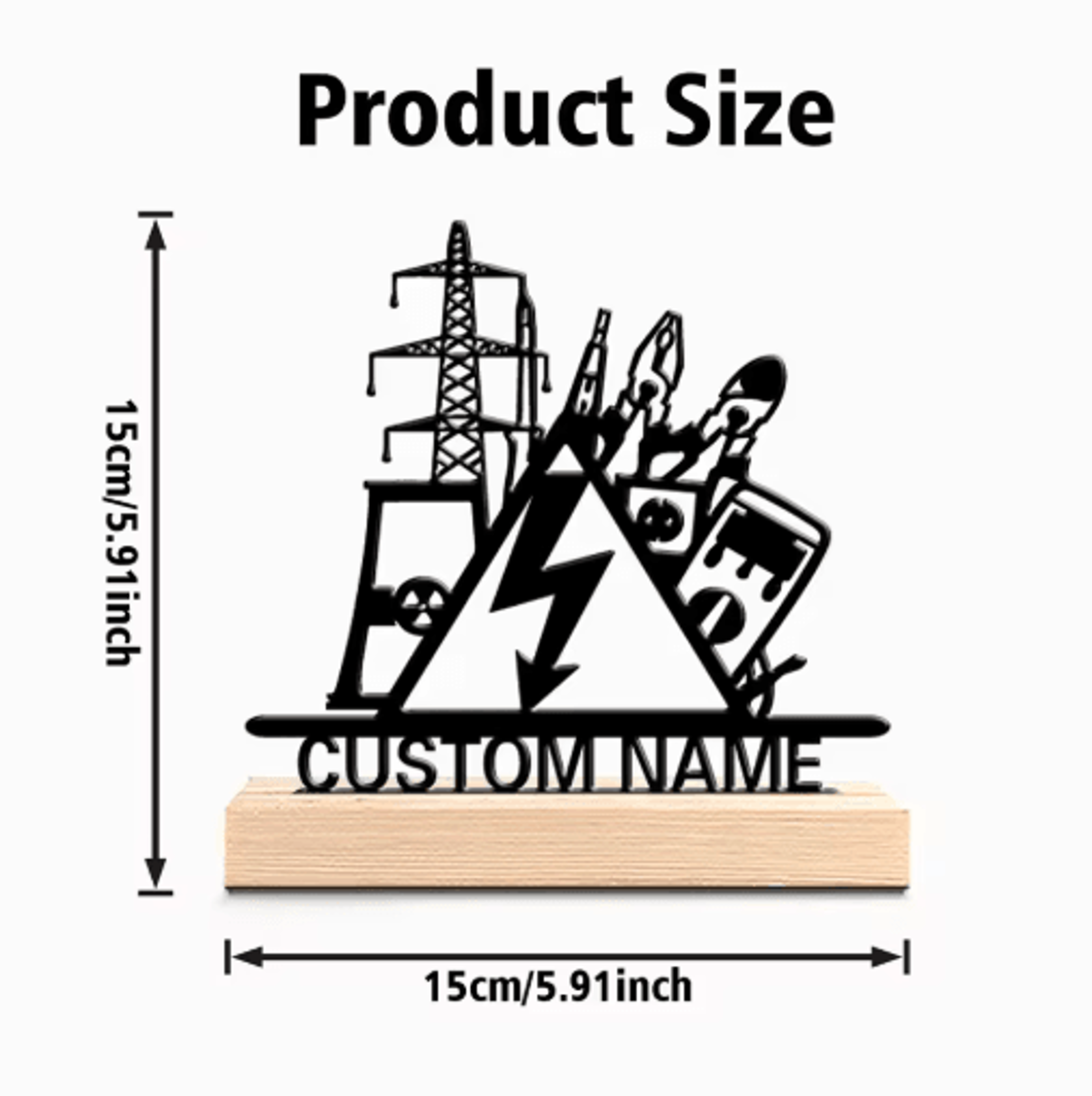 Personalized Electrical Engineer Metal Sculpture  Custom Engineer Desk Decor With Wooden Base 1