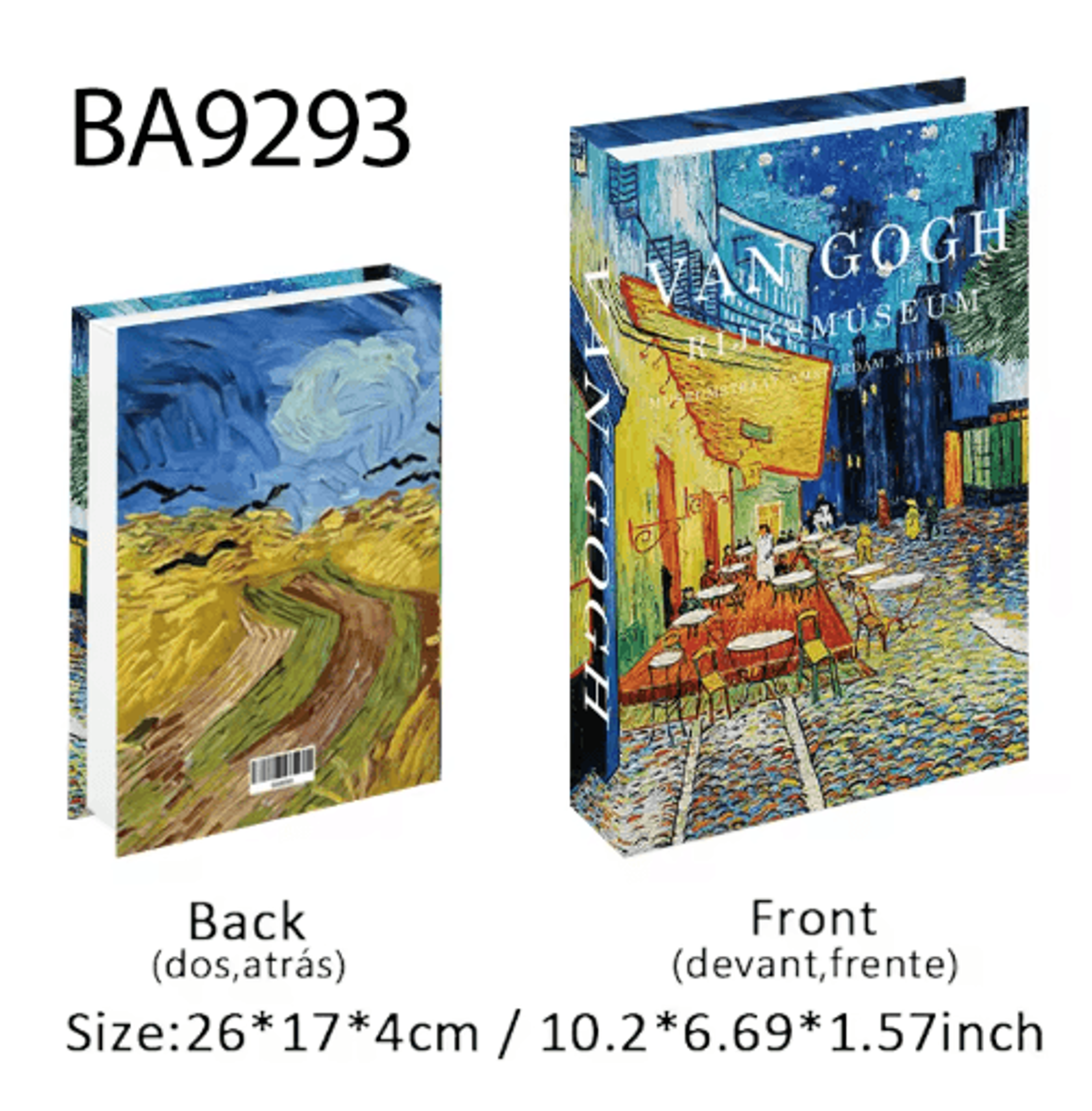 Van Gogh  Monet Decorative Book Box  Artistic Fake Book Storage Box For Home Decor 2